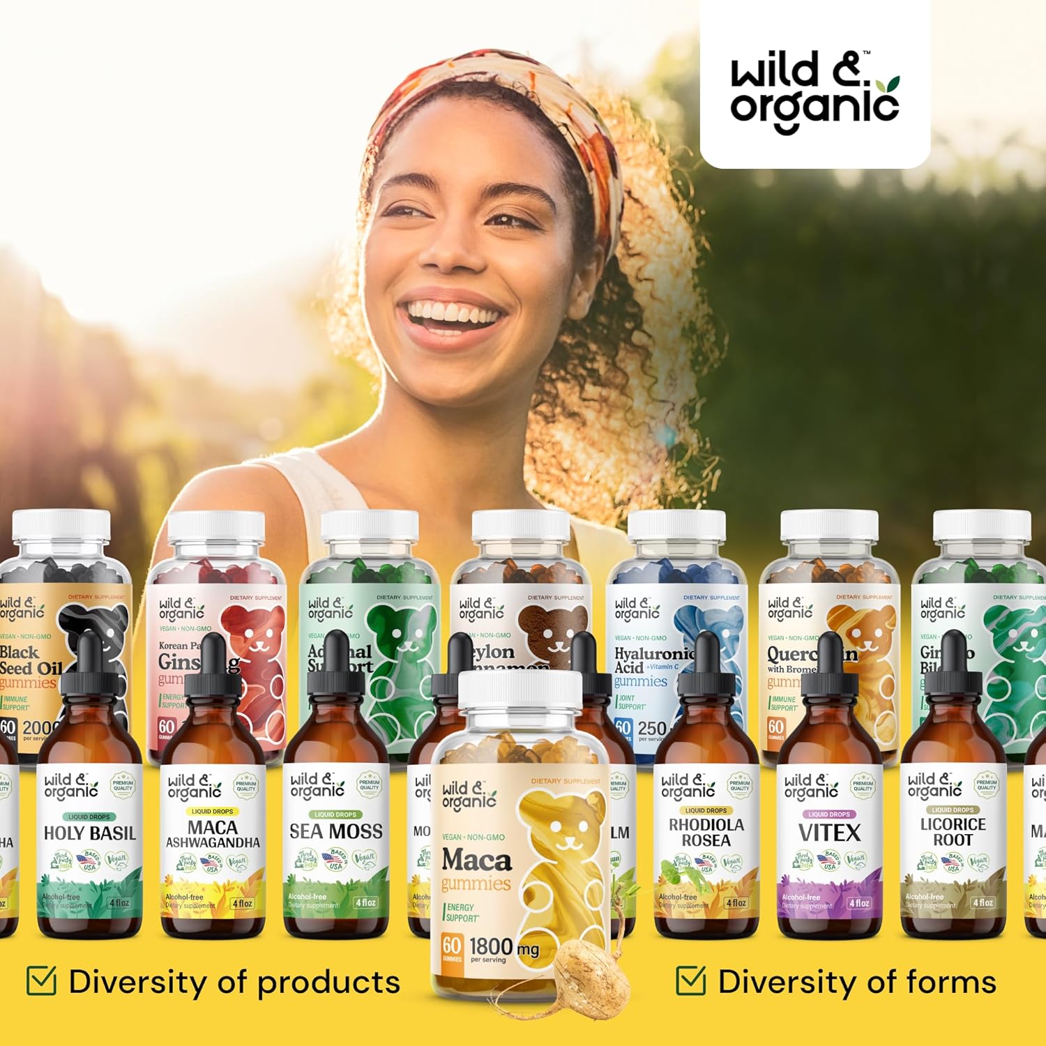 1800mg Organic Wild Maca Root Gummies - Yellow, Red, Black Maca Chews for Mood & Overall Support - Peruvian Supplement for Men & Women - 60 Vegan Gummies