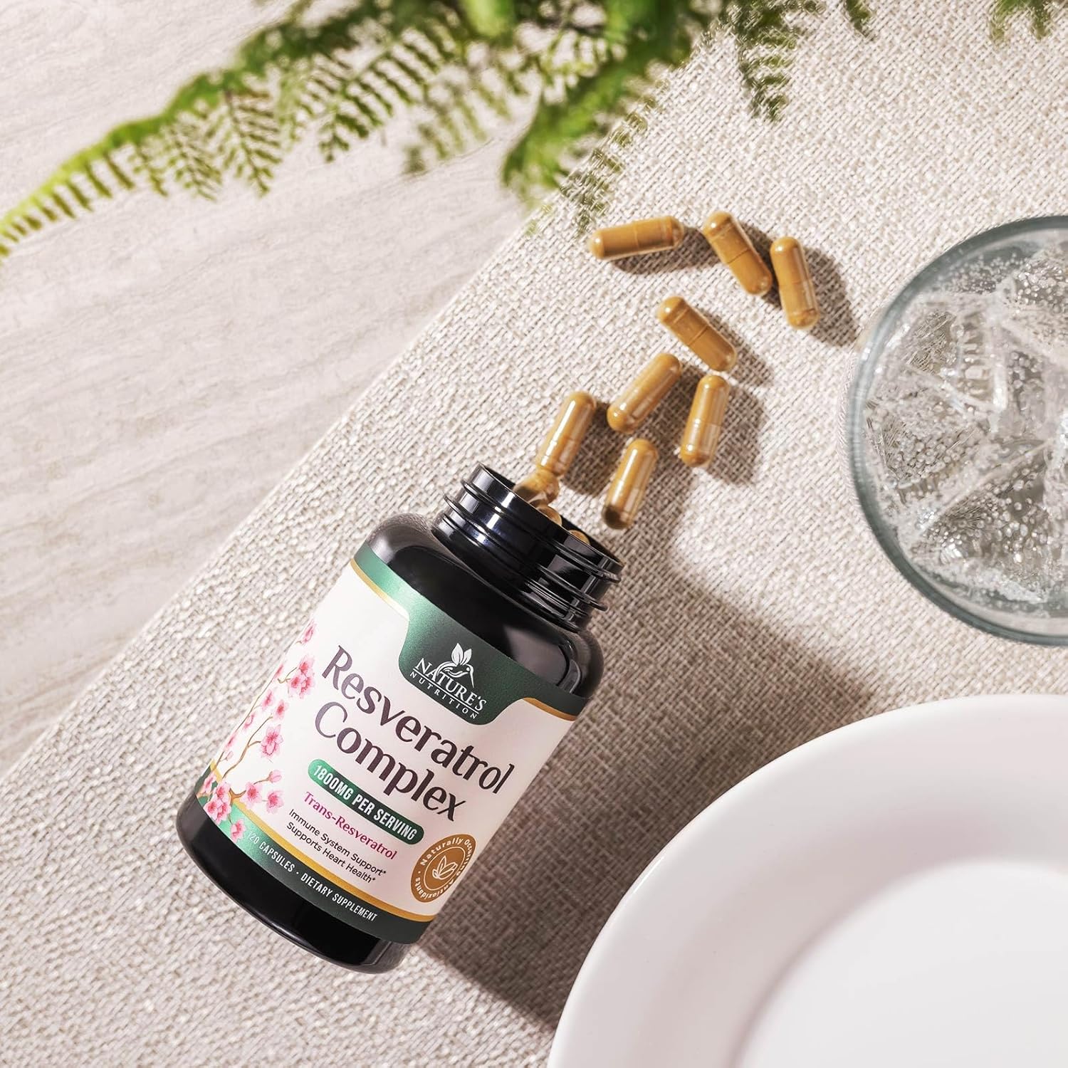 1800mg Resveratrol Supplement for Healthy Aging & Immune Support - Heart Health & Cellular Energy - Non-GMO, Vegan - 120 Capsules