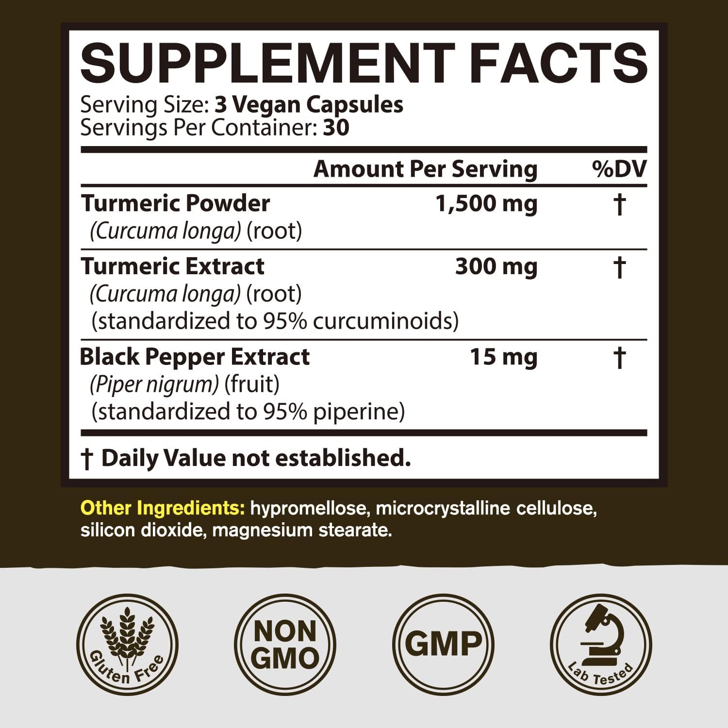 1800mg Turmeric Curcumin with 95% Curcuminoids, Enhanced Absorption with Black Pepper, Vegan Joint & Muscle Support, Non-GMO - 90 Capsules