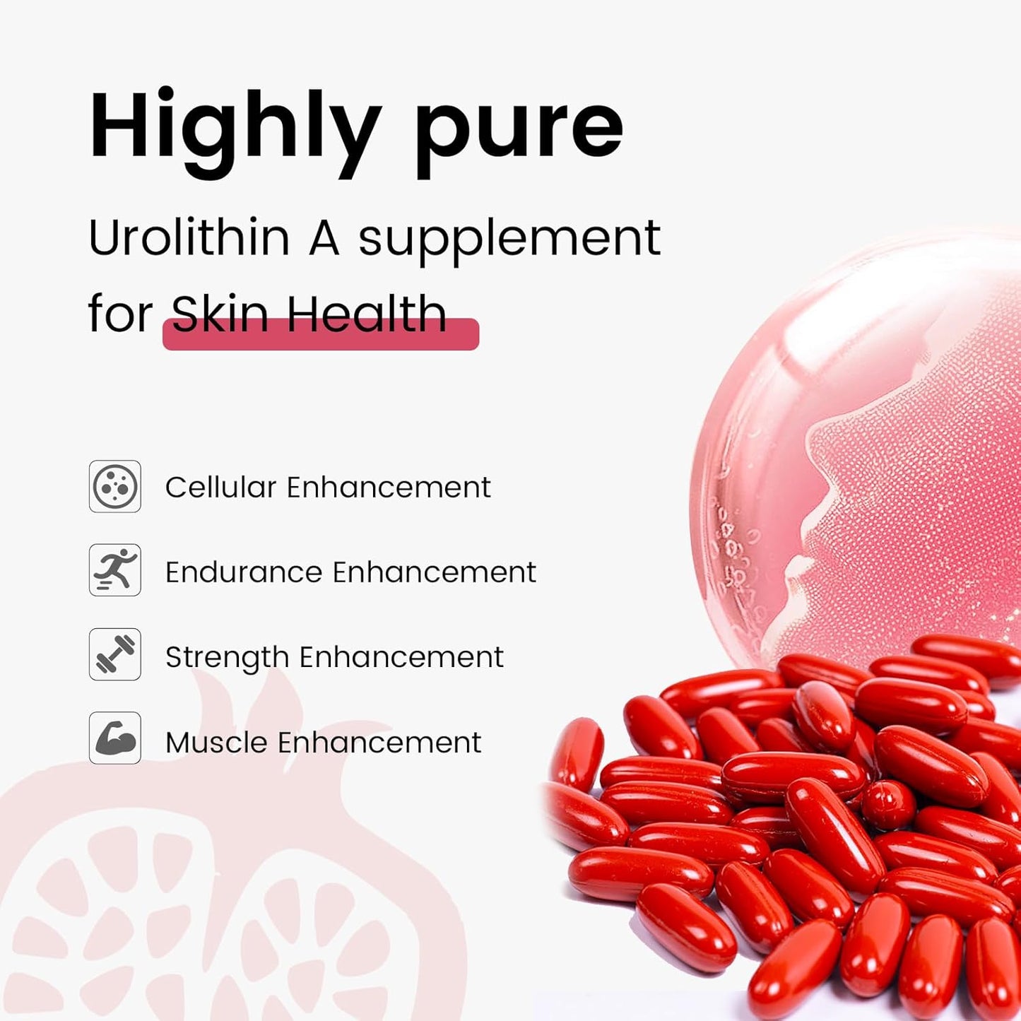 1800mg Urolithin A Supplement for Muscle Strength, Endurance, and Longevity - NAD+ Boost, Antioxidant, Cell Repair - 120 Softgels