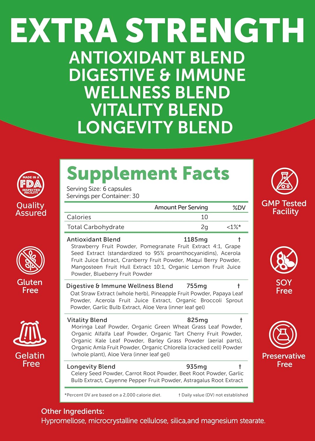180ct Lunakai USA Made Superfood Fruits & Veggies Supplement - All-in-One with 4 Blends & Scented Capsules for Adults