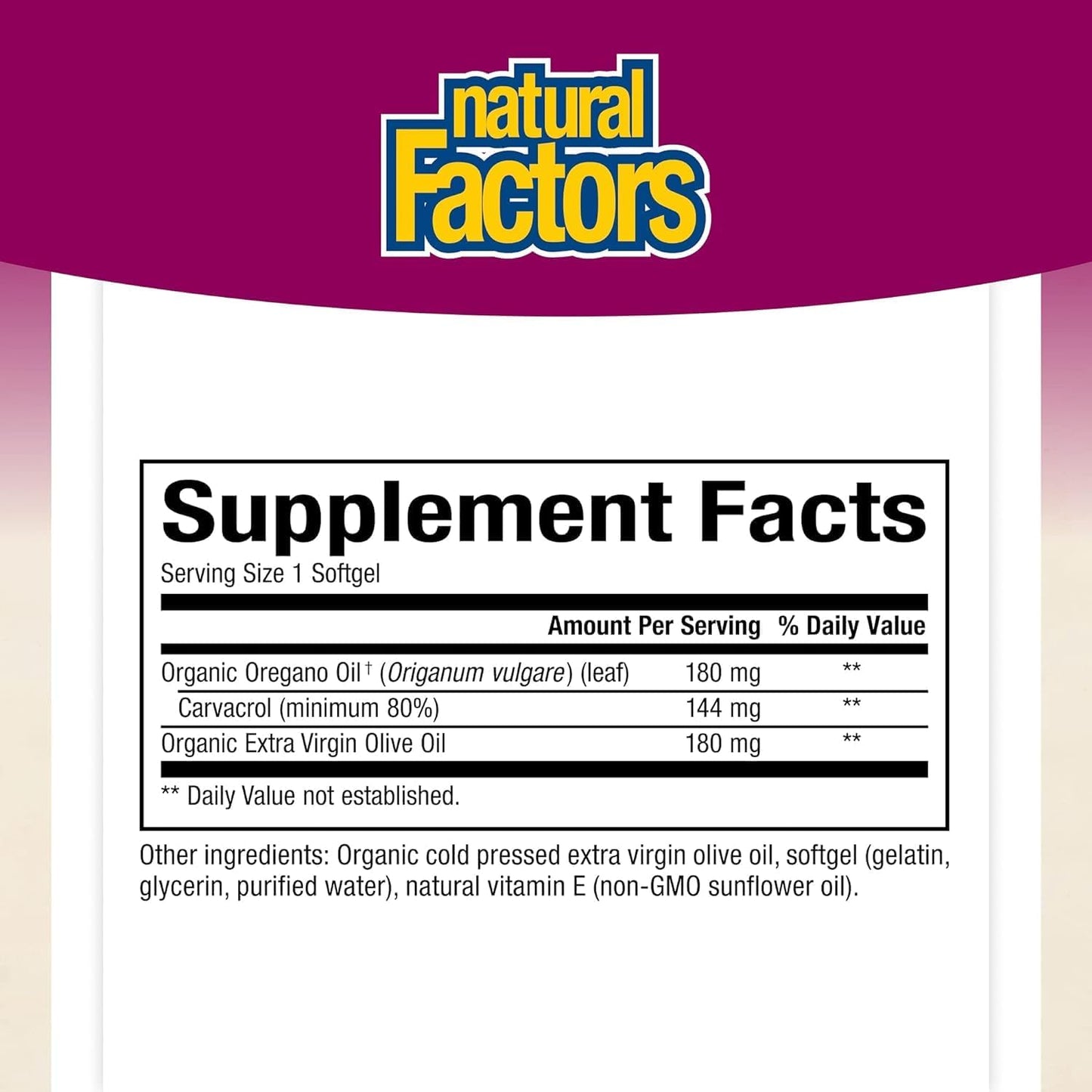 180mg Oil of Oregano Softgels with Extra Virgin Olive Oil for Health (30 Servings)