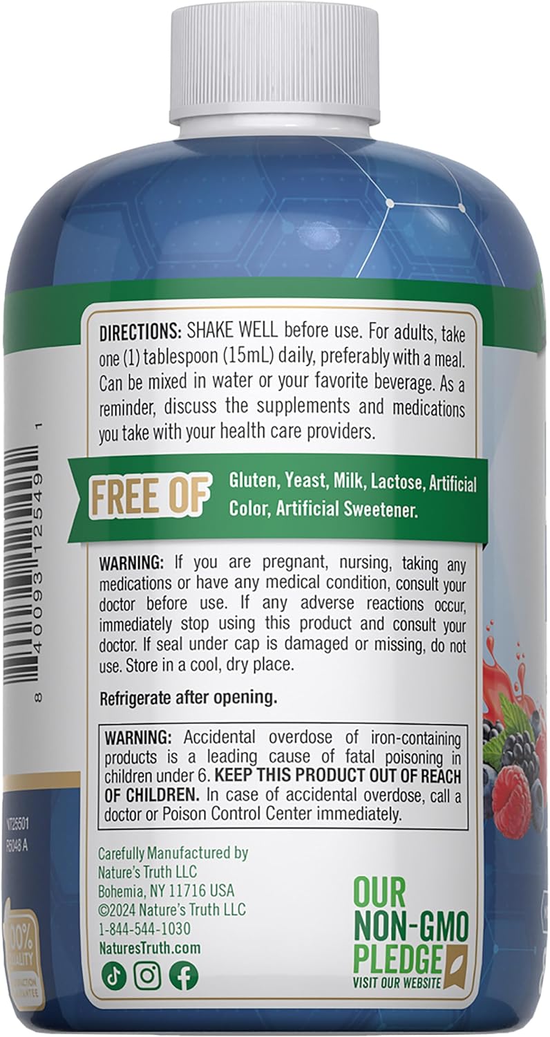 18mg Liquid Iron Drops Supplement | Essential Mineral | Vegan, Non-GMO, Gluten Free by Nature's Truth