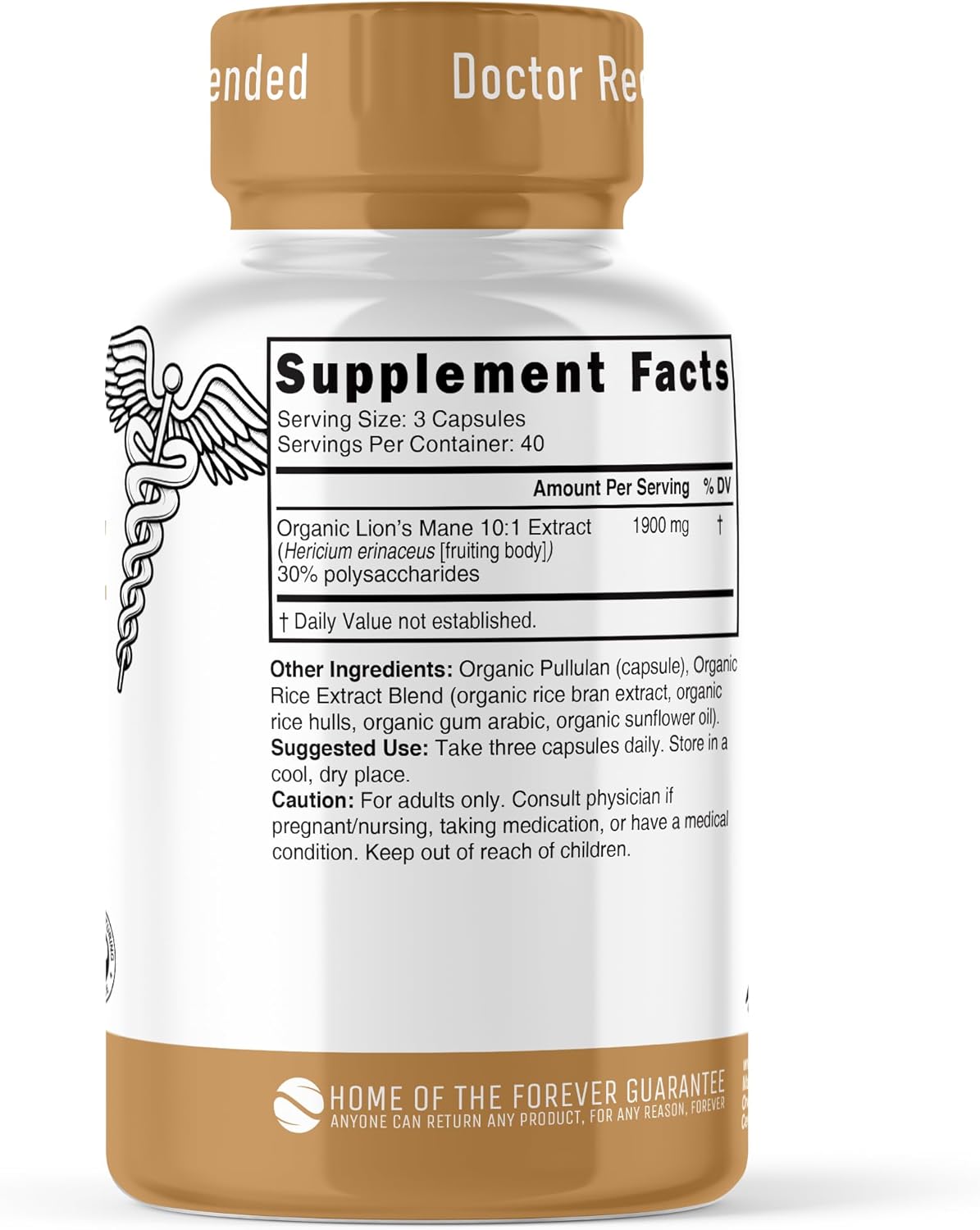 1900mg Nature's Fusions Organic Lions Mane Supplement Capsules - 10:1 Dual Extraction, 120ct - Mushroom Extract (Fruiting Body) - Third Party Tested