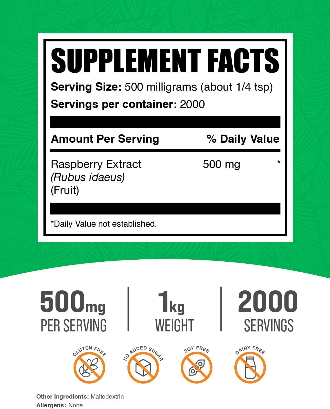 1kg Bulk Raspberry Extract Powder - Antioxidant Supplement - Dried Raspberries - Fruit Powder - High Antioxidant Content - 2.2 lbs