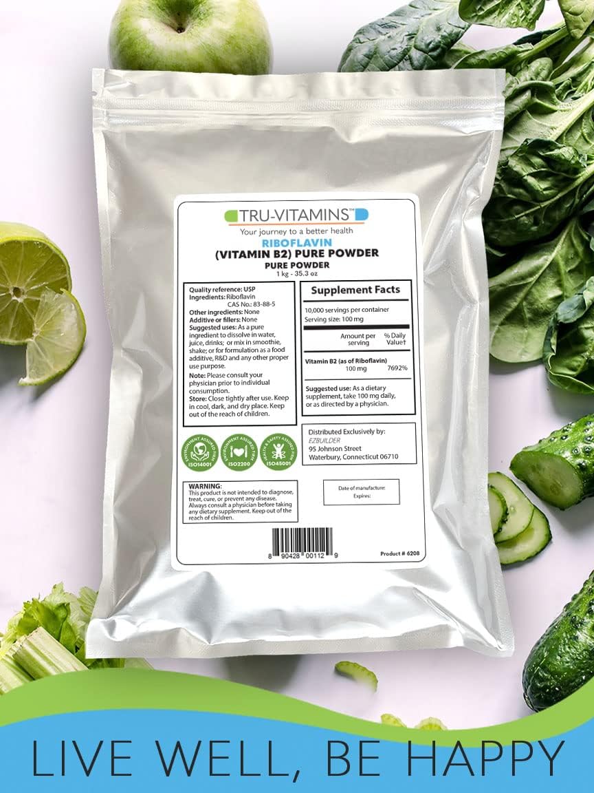 1kg EZ BUILDER Vitamin B2 Riboflavin Pure Powder for Energy and Metabolism Support