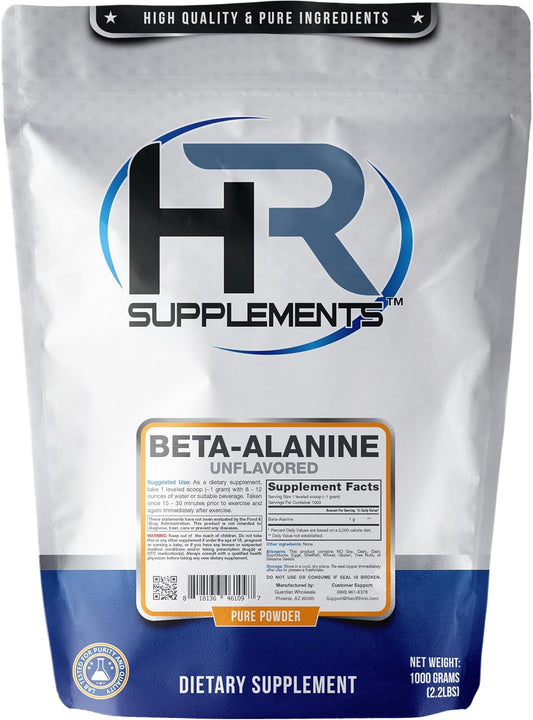 1kg Hard Rhino Beta-Alanine Powder - Unflavored, Lab-Tested, Scoop Included