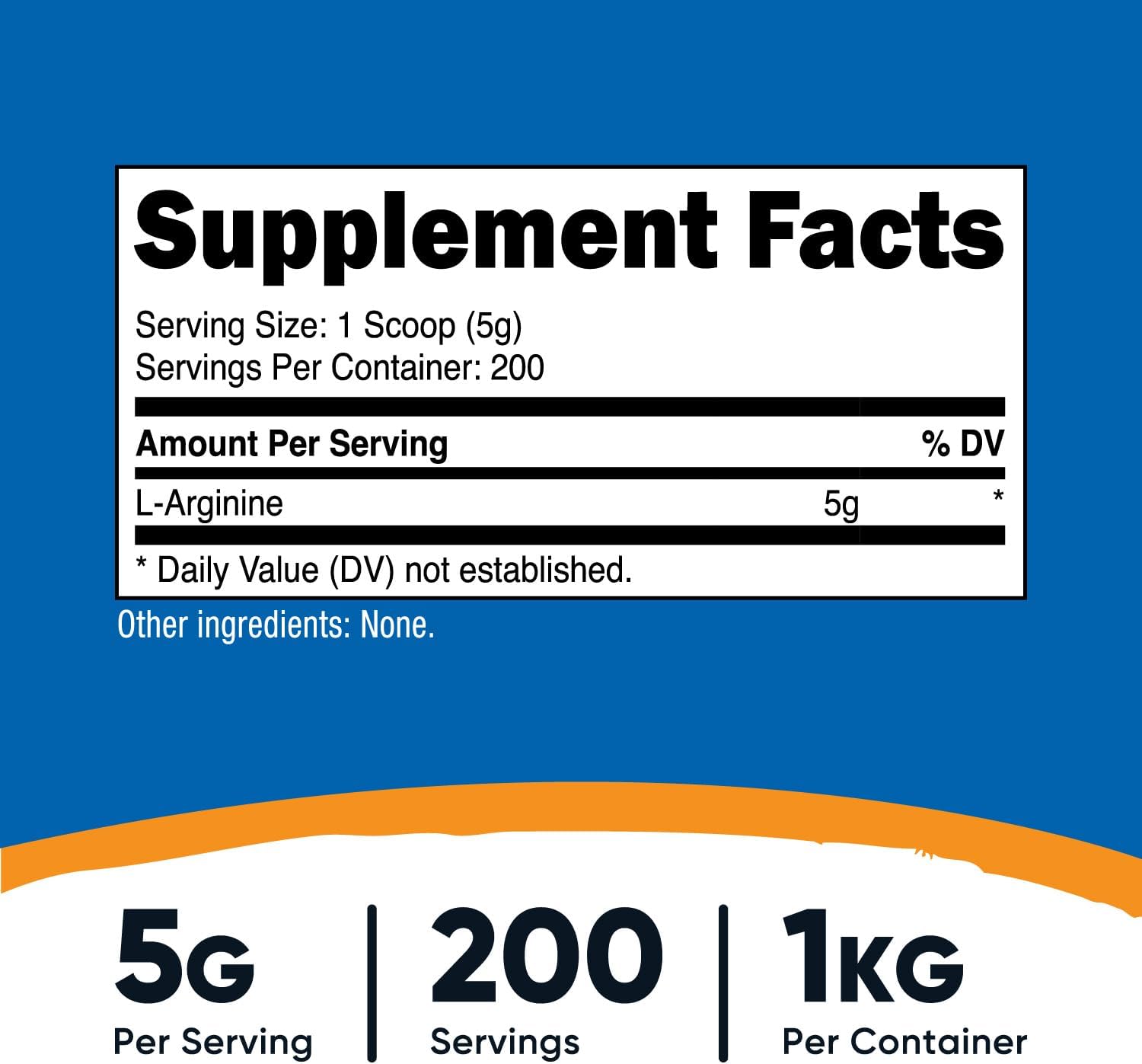 1KG Nutricost L-Arginine Powder - Pure 5g L-Arginine Per Serving