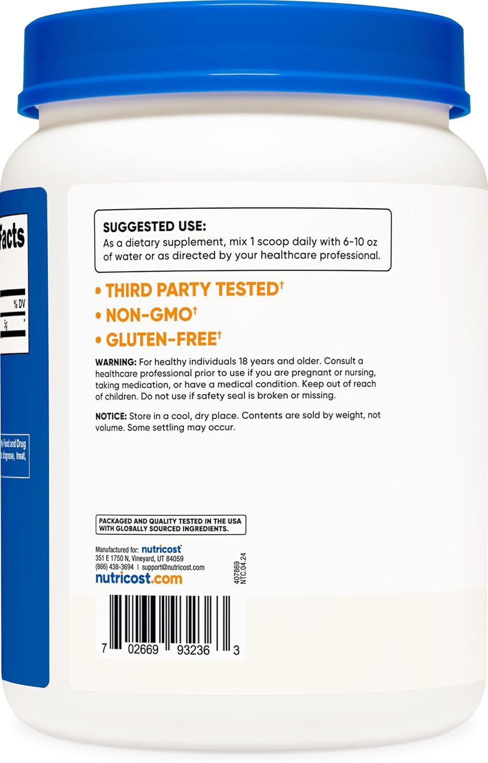 1KG Nutricost L-Arginine Powder - Pure 5g L-Arginine Per Serving