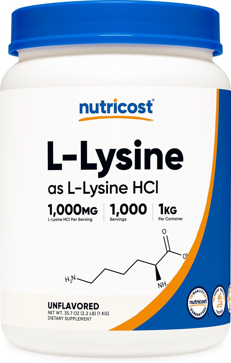1KG Nutricost L-Lysine Powder - Pure, Non-GMO, Gluten Free