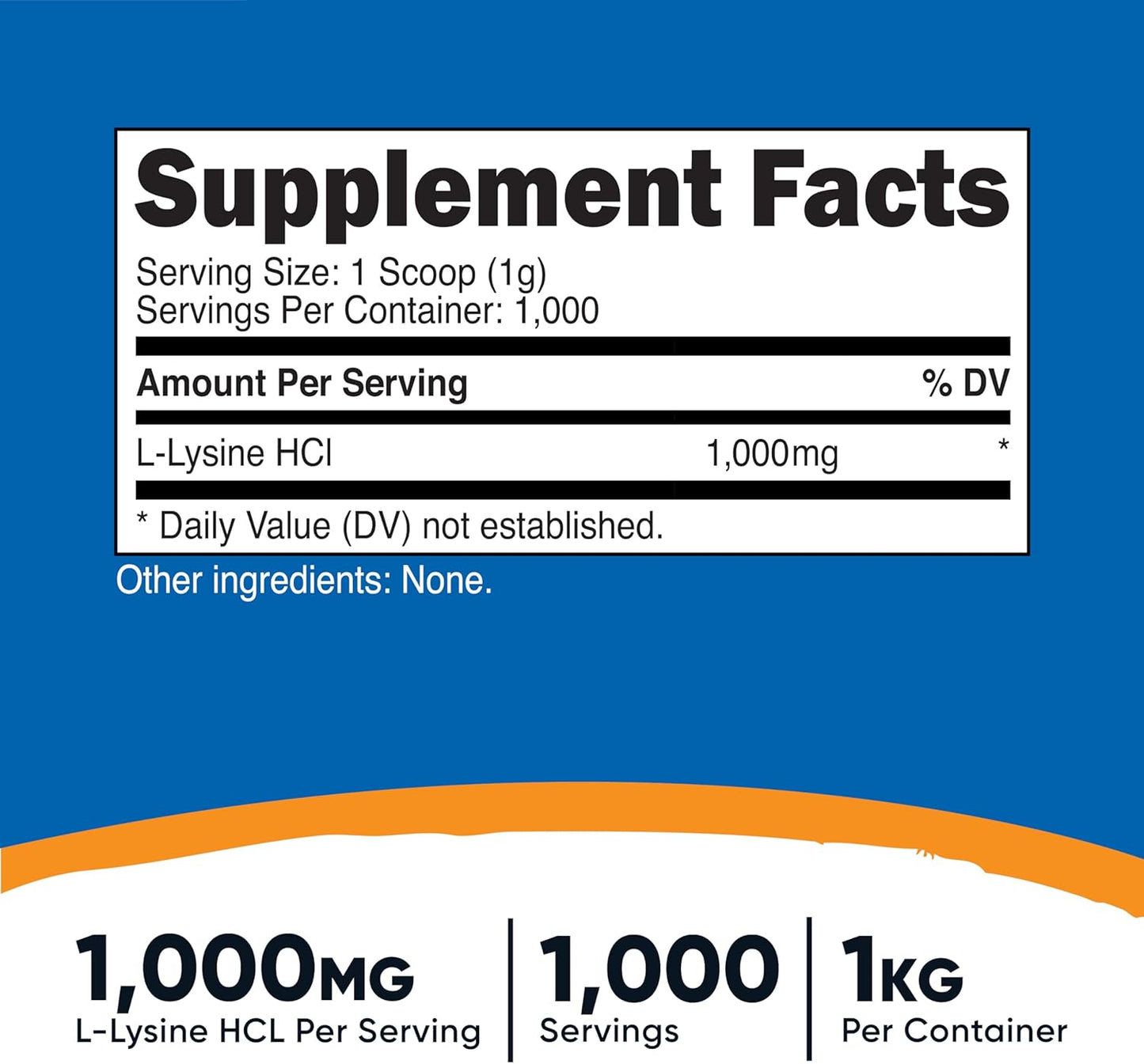 1KG Nutricost L-Lysine Powder - Pure, Non-GMO, Gluten Free