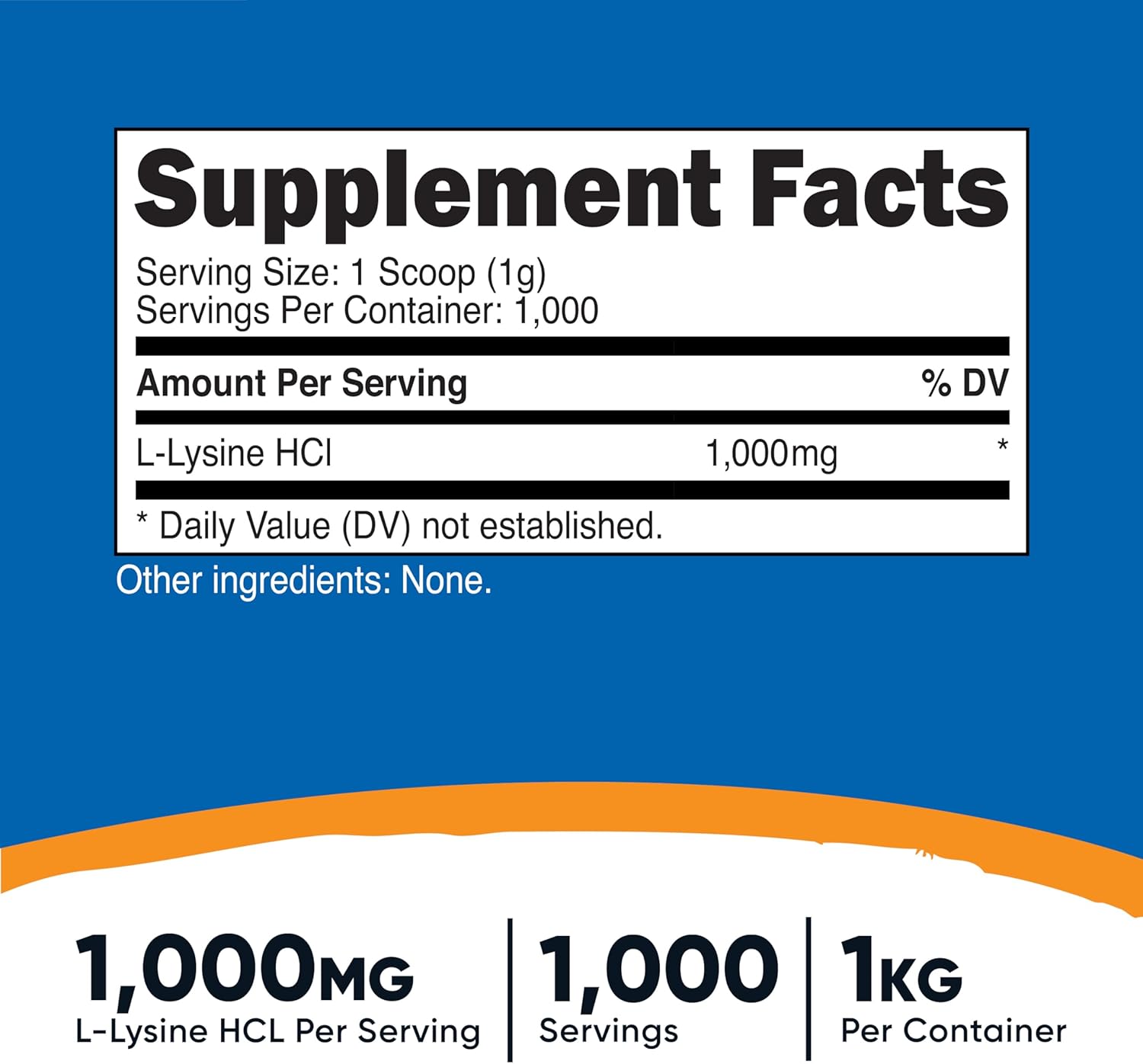 1KG Nutricost L-Lysine Powder - Pure, Non-GMO, Gluten Free