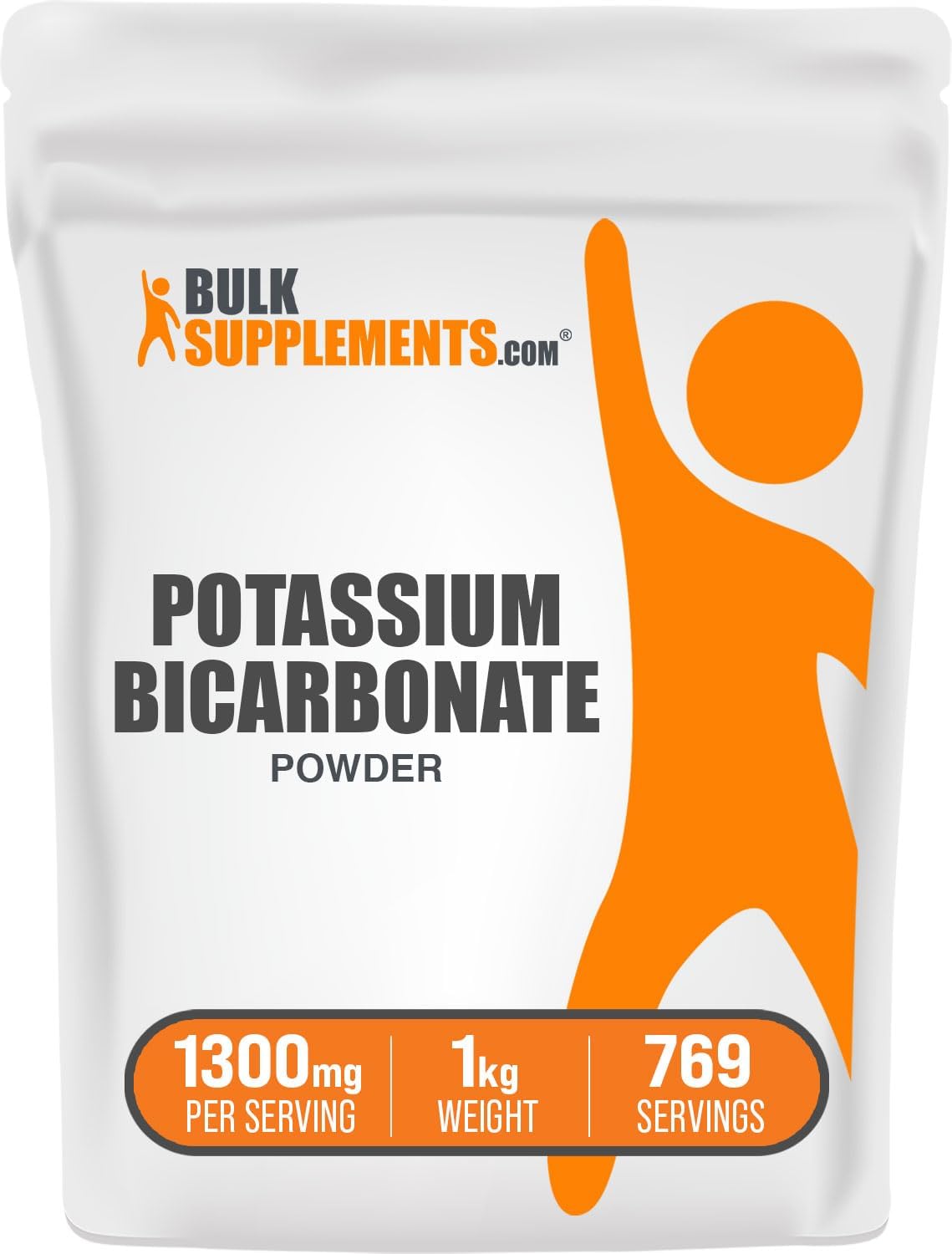 1kg Potassium Bicarbonate Powder - Food Grade Supplement, 1300mg per Serving (500mg Potassium) - Bulk Size