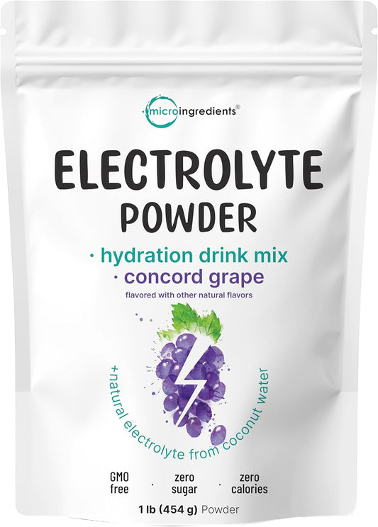 1lb Electrolyte Powder with High Potassium & Sweet Grape Flavor - Keto Friendly & Non-GMO - 69 Servings
