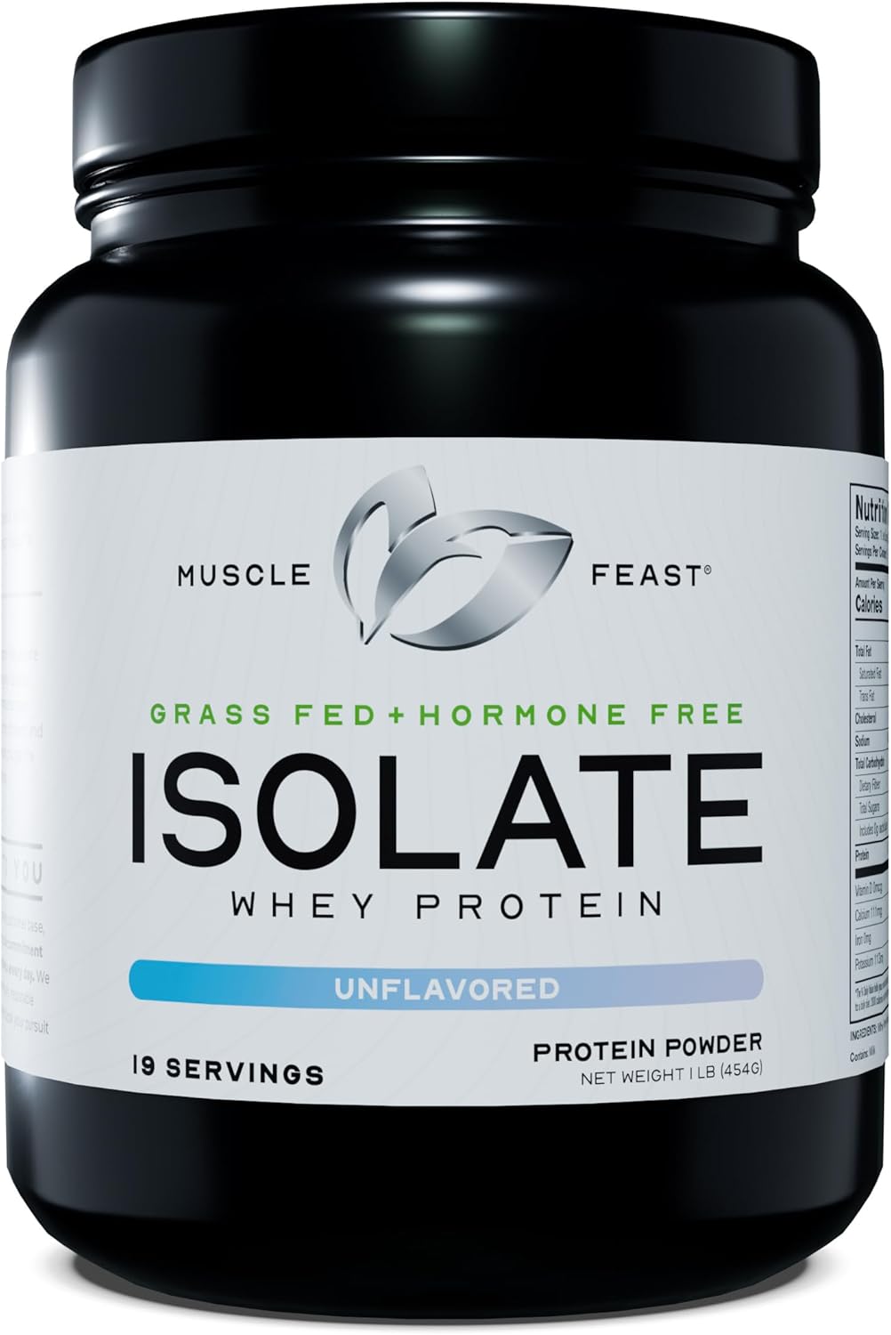 1lb Grass-Fed Whey Protein Isolate, Hormone-Free, Pasture Raised - Unflavored
