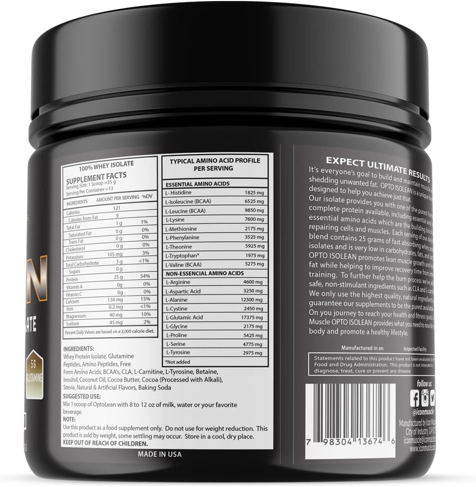 1lb Icon Muscle Isolean Whey Protein Isolate Powder - Variety of Flavors Available (Chocolate Peanut Butter)