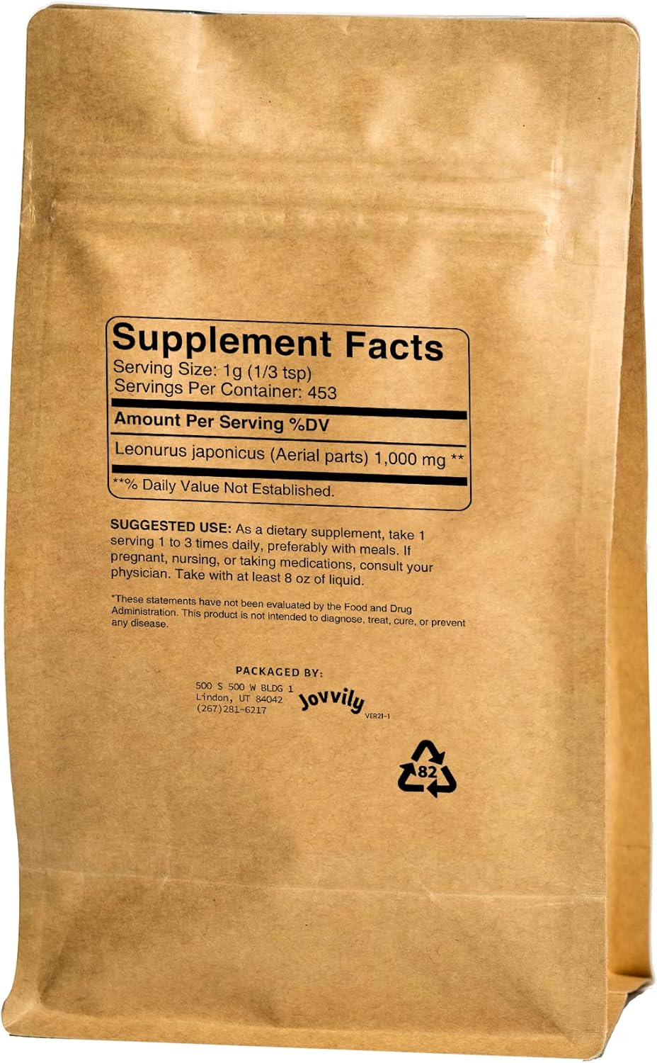 1lb Jovvily Motherwort Herb Extract - Rich in Flavonoids - Non-GMO - Throw-Wort Supplement