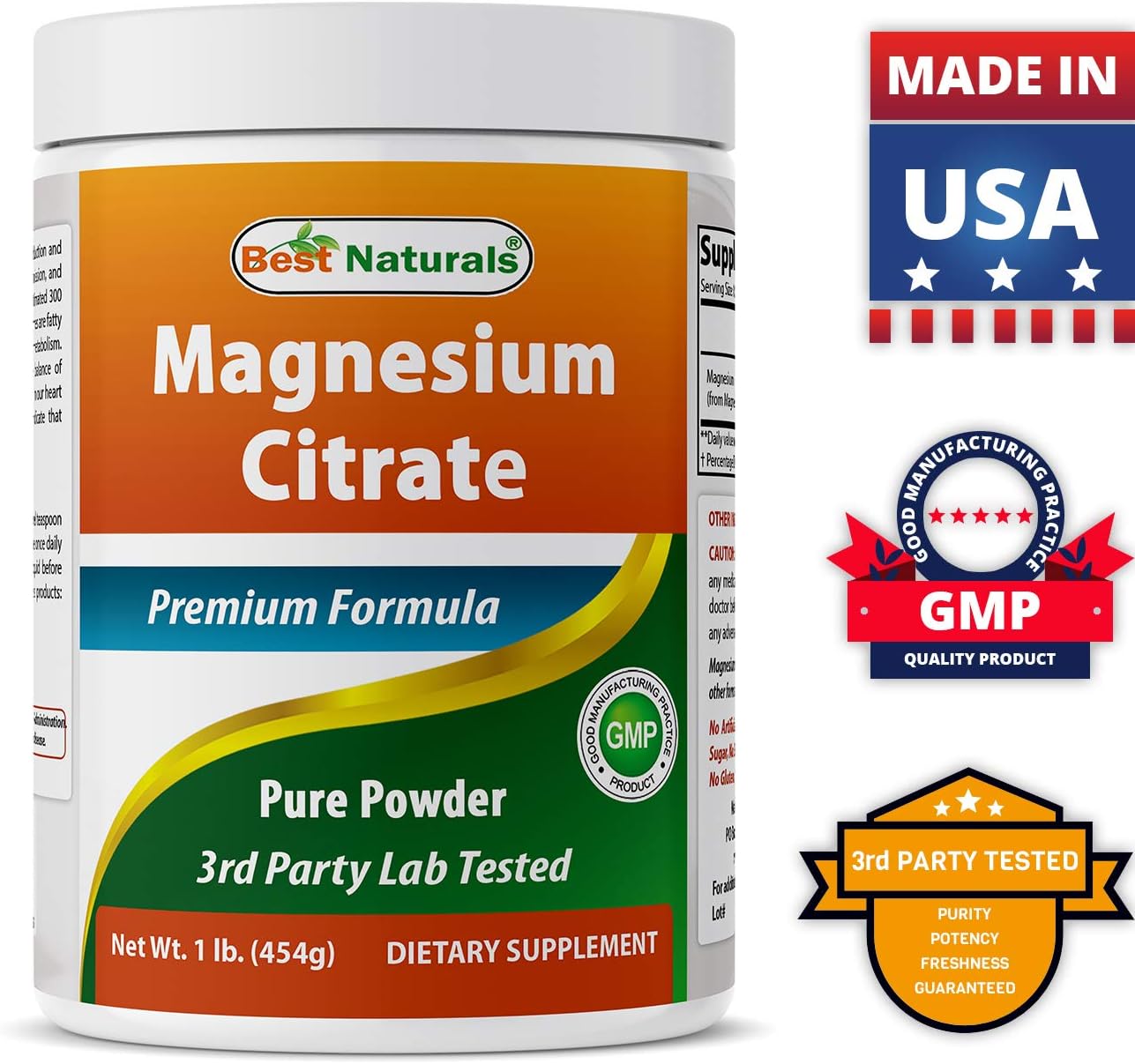 1lb Magnesium Citrate Powder with 99mg Potassium Citrate - Top Natural Supplements
