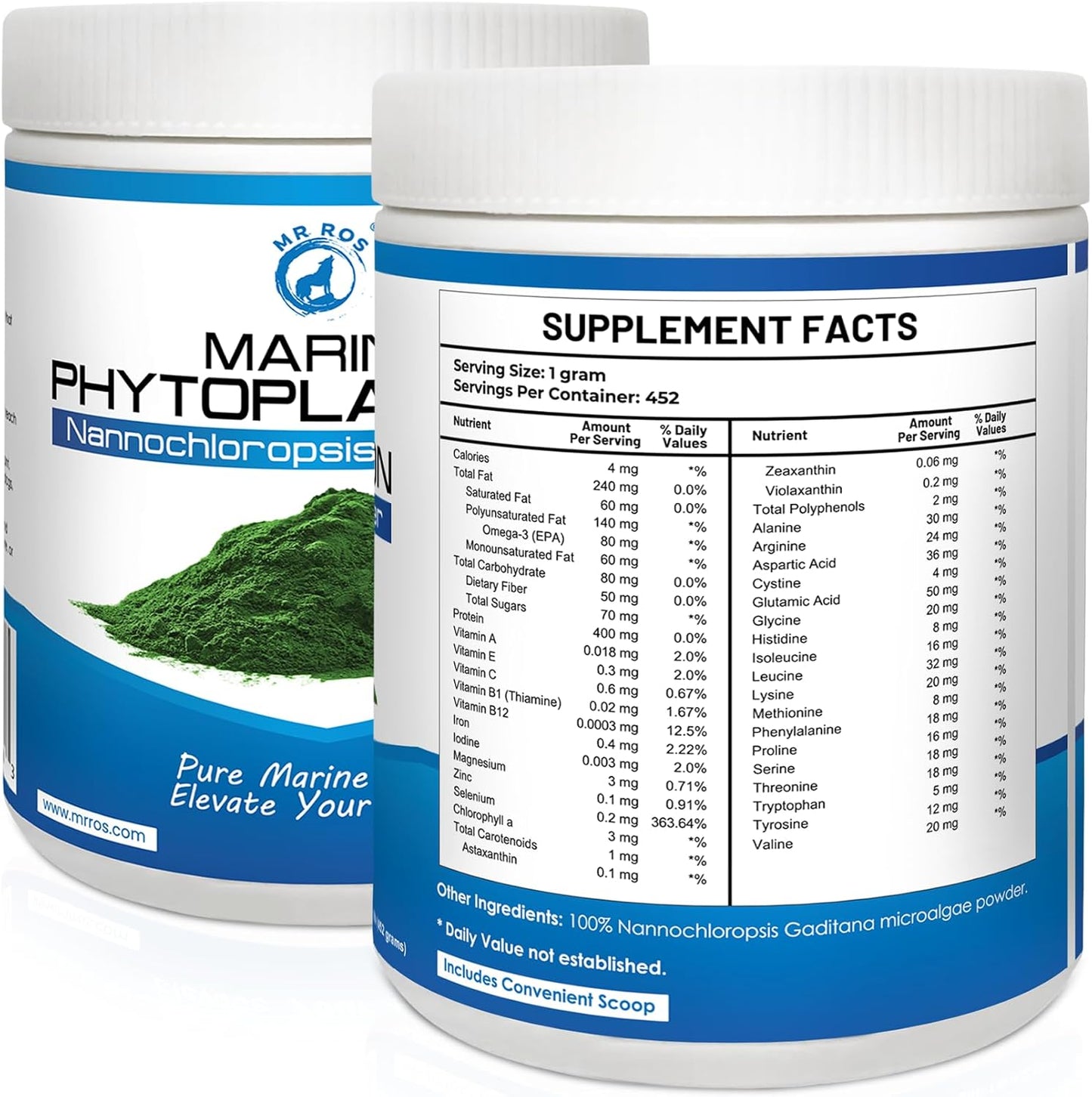 1lb Mr. Ros Marine Phytoplankton: Eco-Friendly Superfood Boosts Wellbeing for Dogs, Men, and Women
