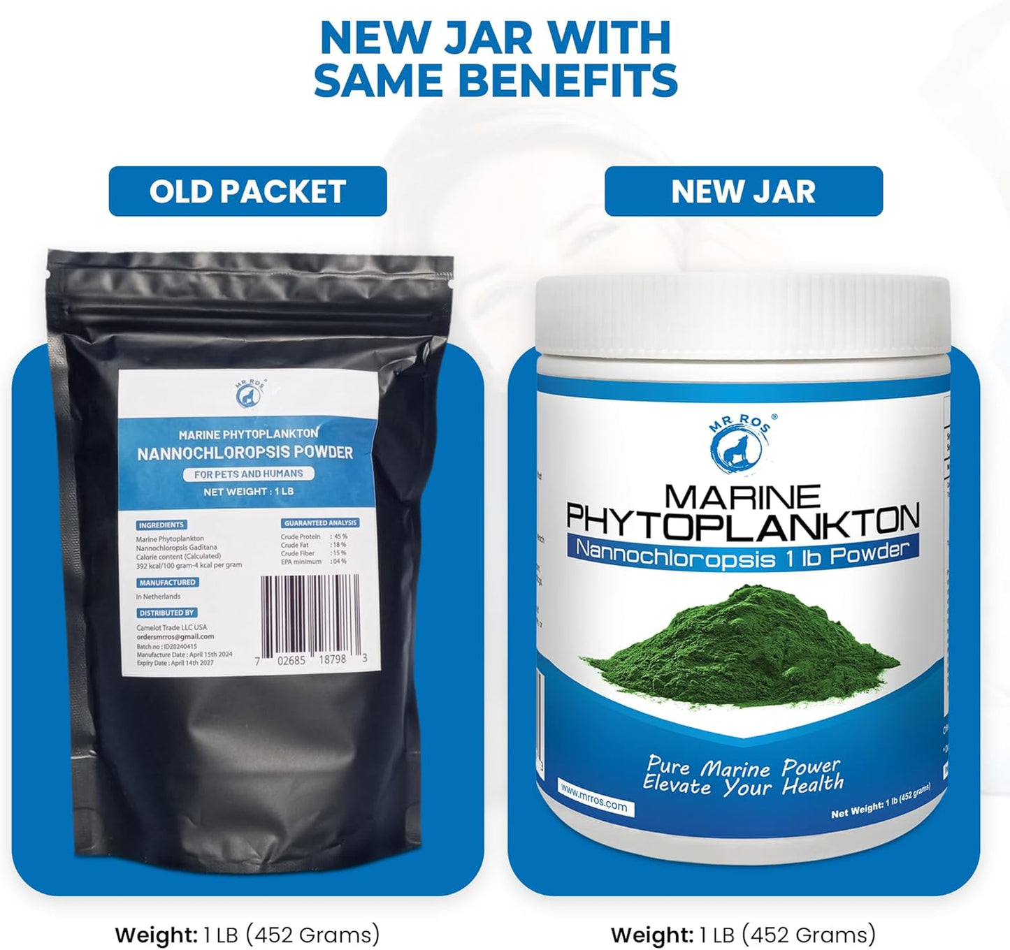 1lb Mr. Ros Marine Phytoplankton: Eco-Friendly Superfood Boosts Wellbeing for Dogs, Men, and Women