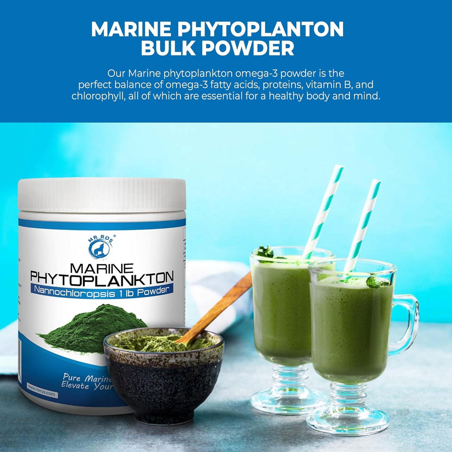 1lb Mr. Ros Marine Phytoplankton: Eco-Friendly Superfood Boosts Wellbeing for Dogs, Men, and Women