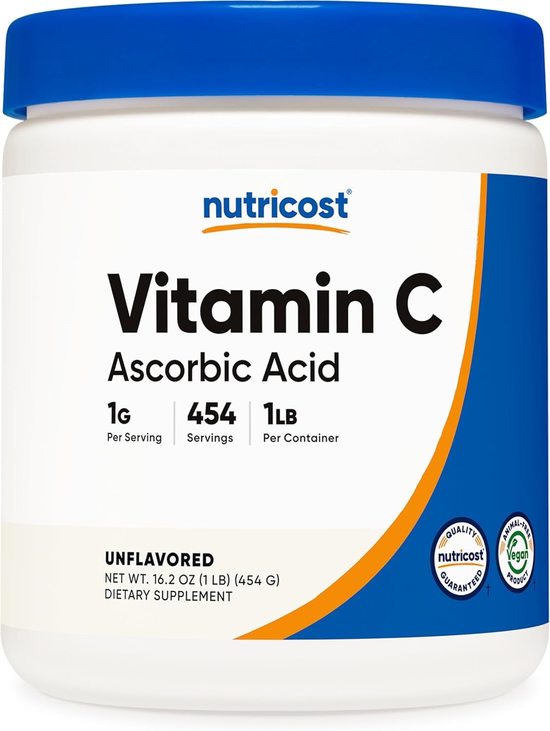 1LB Nutricost Pure Vitamin C Powder (Ascorbic Acid) - High Quality Supplement for Immune Support and Antioxidant Benefits