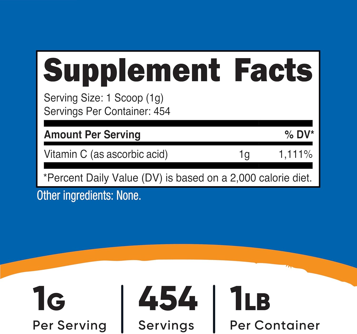 1LB Nutricost Pure Vitamin C Powder (Ascorbic Acid) - High Quality Supplement for Immune Support and Antioxidant Benefits