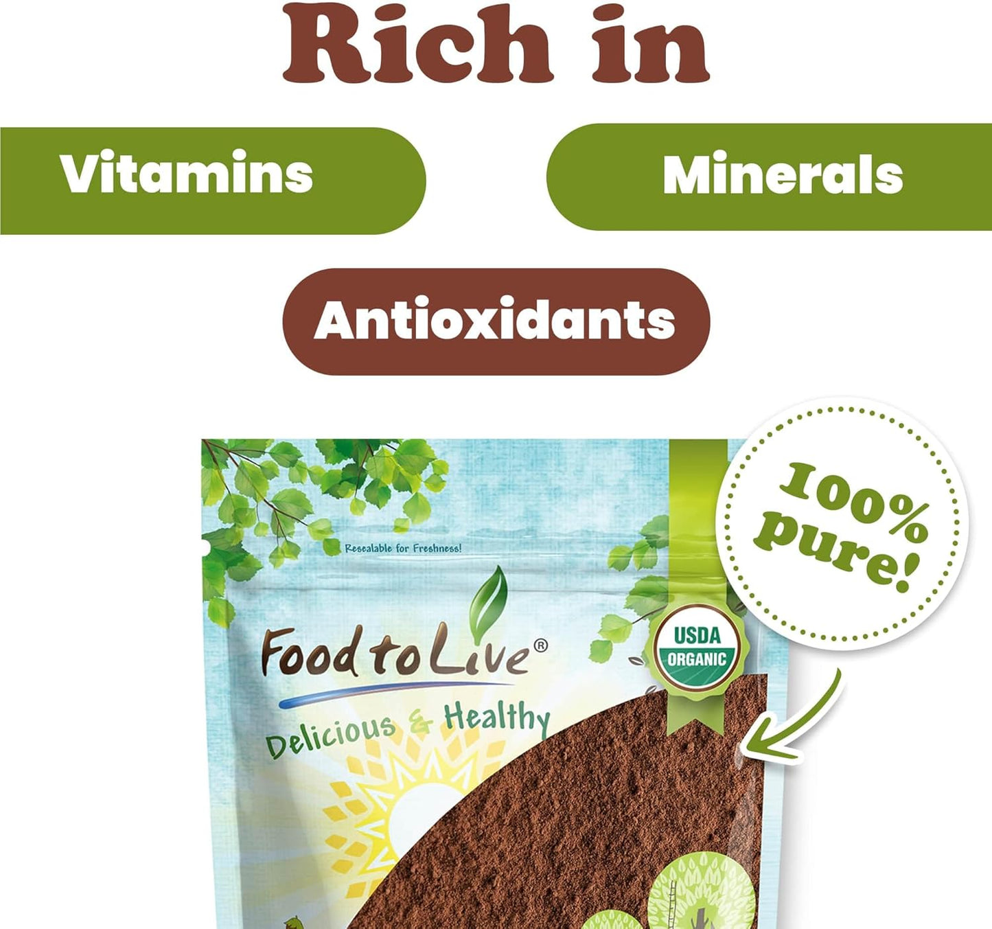 1lb Organic Chaga Mushroom Powder - Vegan Superfood for Immunity - Rich in Antioxidants - Non-GMO - 100% Pure - Kosher