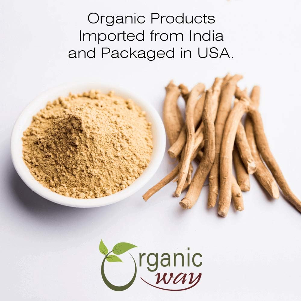 1Lb Premium Organic Ashwagandha Root Powder from India - Vegan, Non-GMO, Gluten-Free, USDA Certified & Kosher