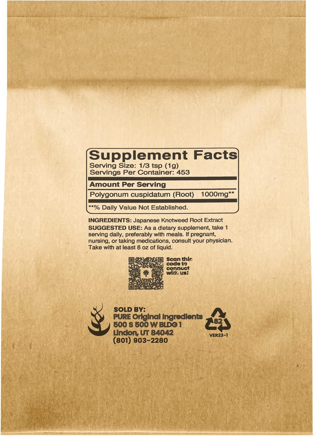 1lb Pure Japanese Knotweed (Hu Zhang Fen) Traditional Supplement - Gluten-Free & Original Ingredients for Health