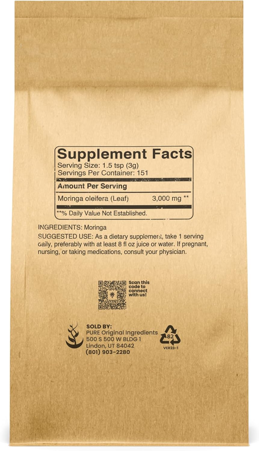 1lb Pure Moringa Oleifera Leaf Extract - Natural Herbal Supplement with Original Ingredients