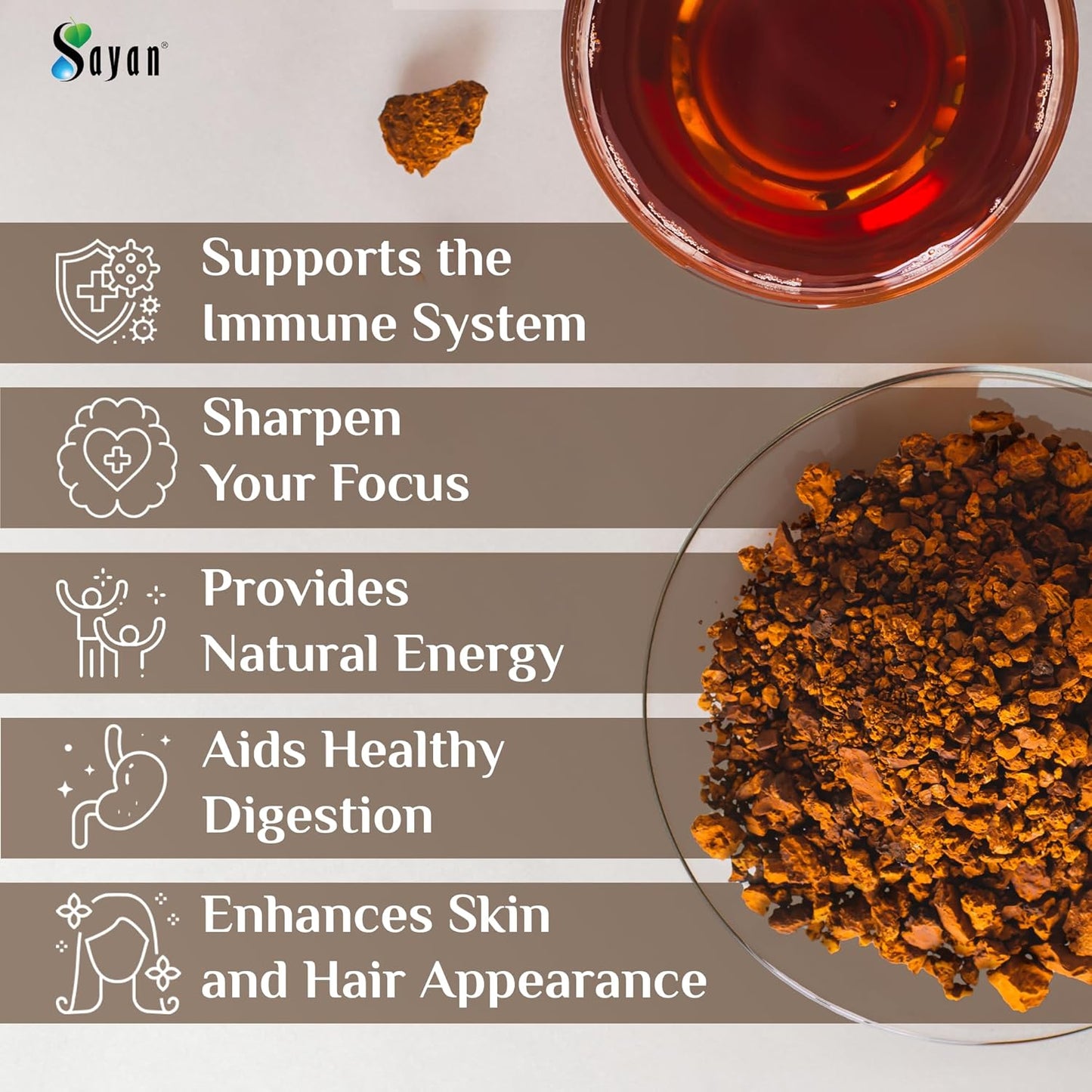 1lb Sayan Siberian Raw Coarse Chaga Powder - Premium Wild Harvested Antioxidant Tea for Immune System - Energy and Clarity - Non-GMO