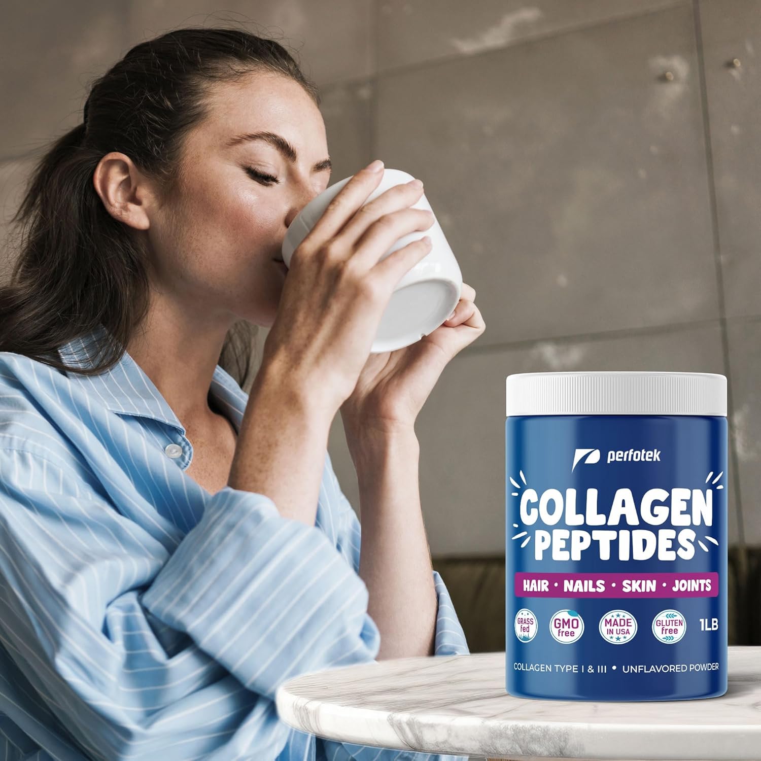 1lb Somall Collagen Powder, Unflavored Hydrolyzed Protein Peptides for Healthy Hair, Skin, Joints, and Nails - Grass-Fed, Non-GMO, Gluten-Free, Kosher Pareve - Men and Women, Types I & III, Easy to Mix