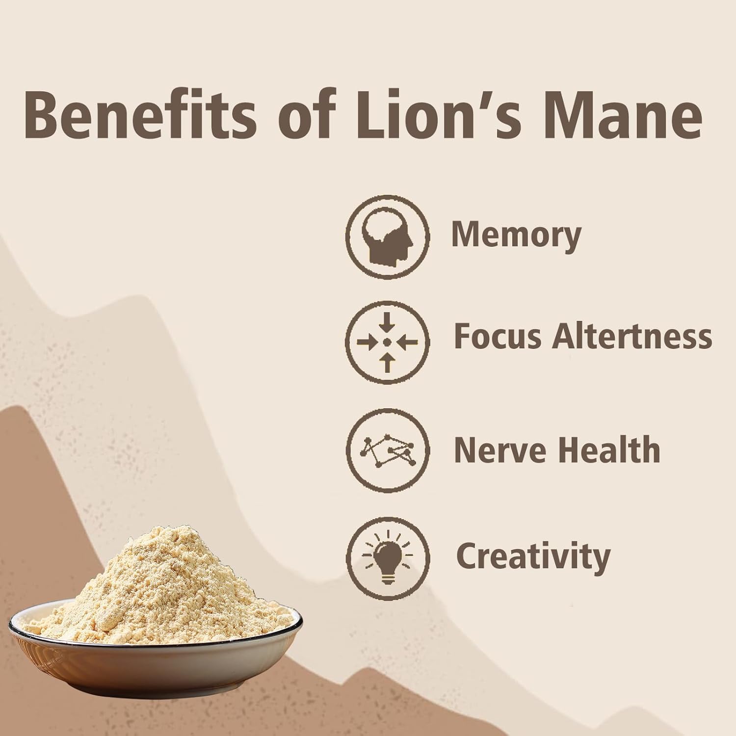 1lb Vrixlanua Lion's Mane Mushroom Powder Extract - Brain Health & Immunity Support Supplement for Mental Clarity & Cognition