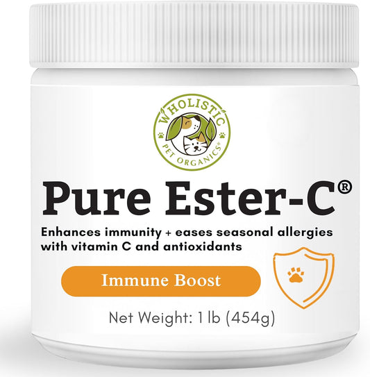 1lb Wholistic Pet Organics Pure Ester-C Powder: Vitamin C Supplement for Dogs & Cats - Immune & Skin Health Support - Allergy Relief & Itchy Skin Solution