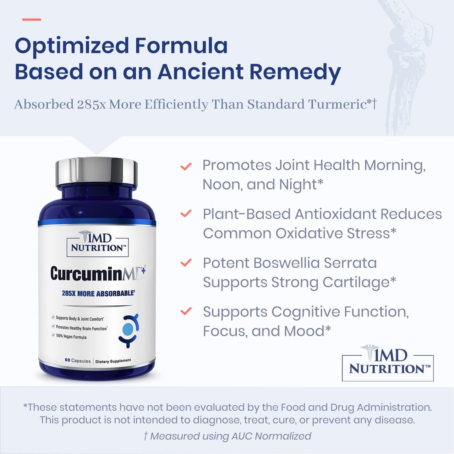 1MD Nutrition CurcuminMD Plus - 285x More Absorbable Turmeric Curcumin with Boswellia Serrata for Joint Stiffness, Muscle Recovery, and Mood Support - 540 Capsules