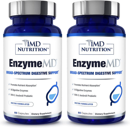 1MD Nutrition EnzymeMD - Plant-Based Digestive Enzymes Supplement - Gas & Bloating Relief - 240 Capsules