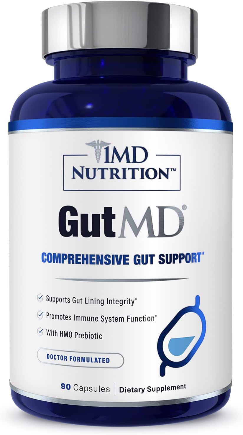 1MD Nutrition GutMD - L-Glutamine Capsules with Prebiotic for Gut Health - Supports Digestive Tract Integrity - 90 Capsules