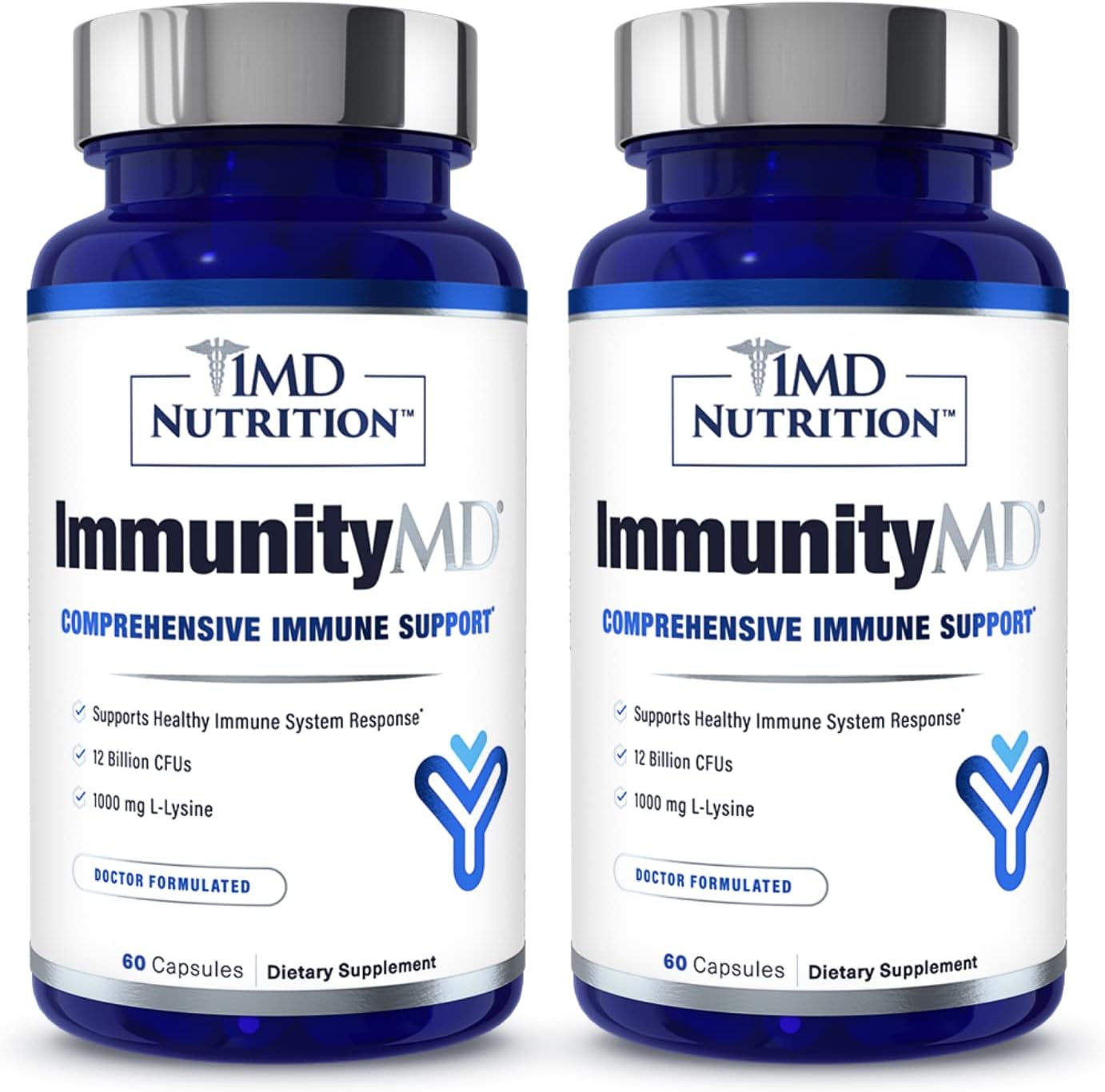 1MD Nutrition ImmunityMD: Doctor-Selected Probiotic for Immune Health - 60 Capsules x 2 Pack, Boost Immune System, Reduce Stress
