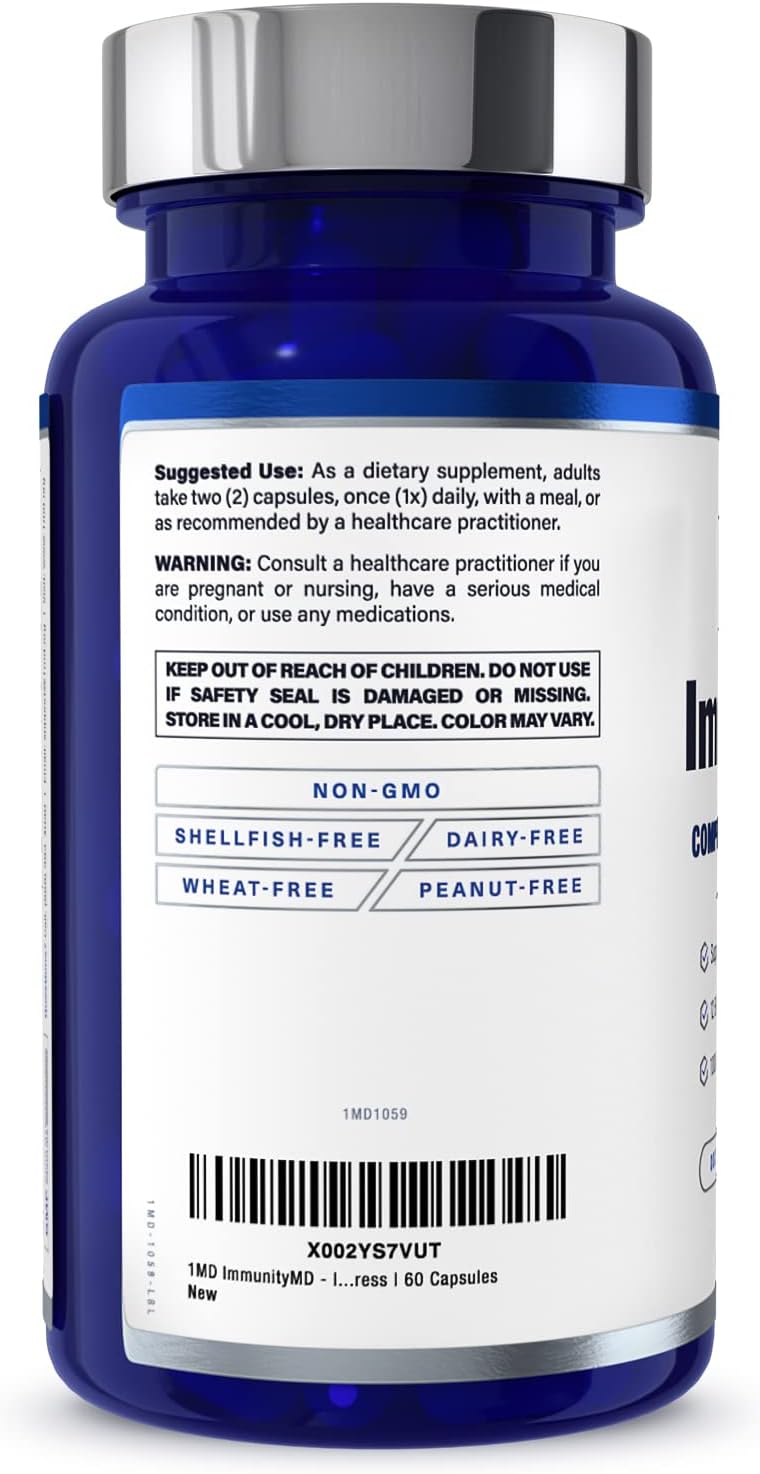 1MD Nutrition ImmunityMD: Doctor-Selected Probiotic for Immune Health - 60 Capsules x 2 Pack, Boost Immune System, Reduce Stress