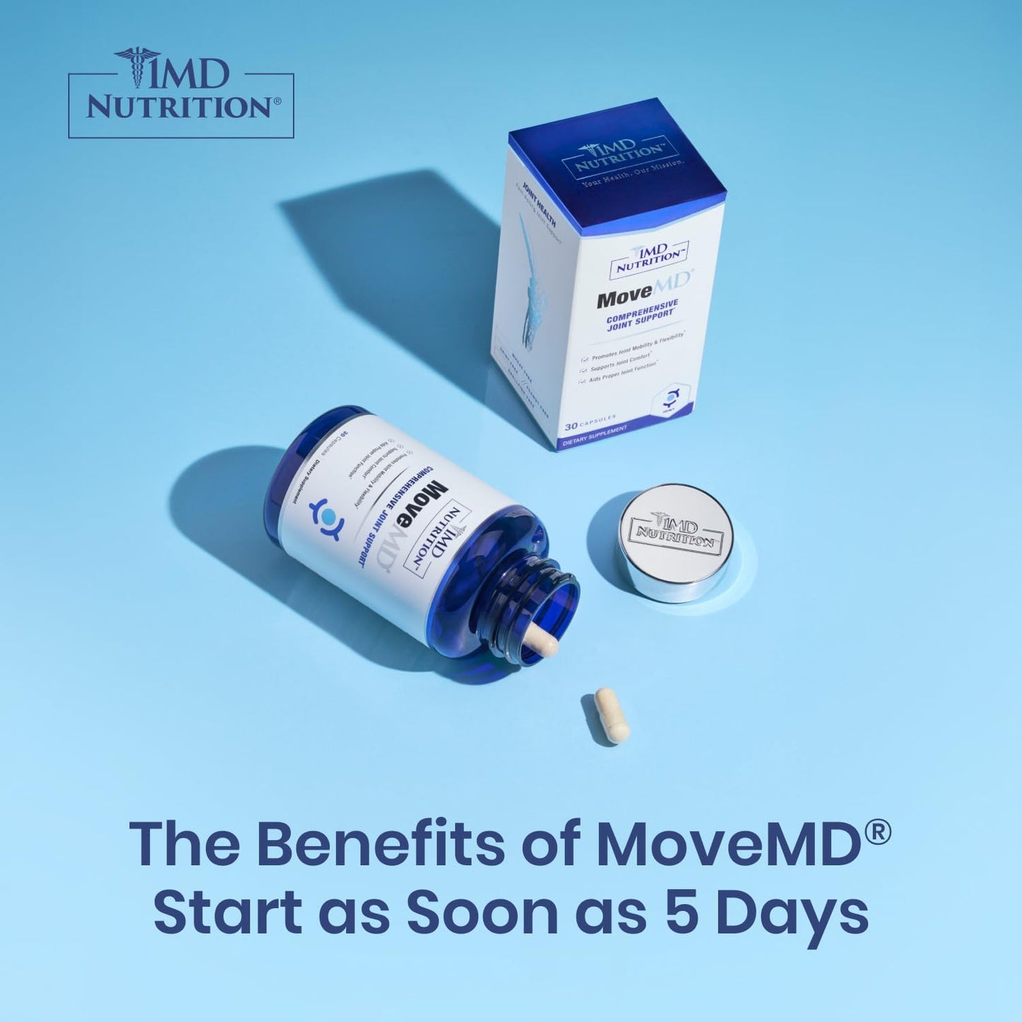 1MD Nutrition MoveMD - Collagen Pills with Hyaluronic Acid & Astaxanthin for Joint Support in Men & Women