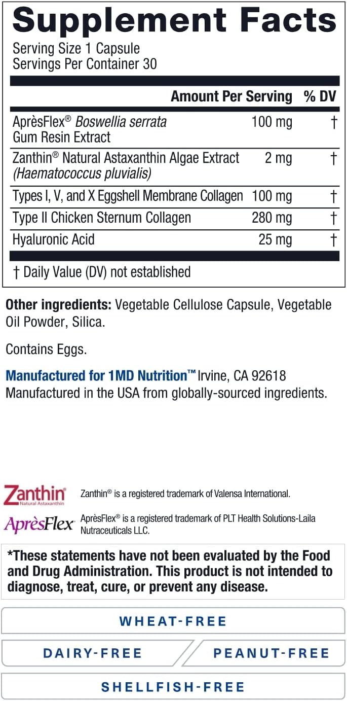 1MD Nutrition MoveMD - Collagen Pills with Hyaluronic Acid & Astaxanthin for Joint Support in Men & Women
