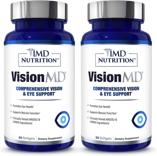 1MD Nutrition VisionMD Eye Vitamin CARMIS - Lutein, Zeaxanthin - Supports Vision Health, Eye Strain, Dry Eye - 60 Softgels (2-Pack)