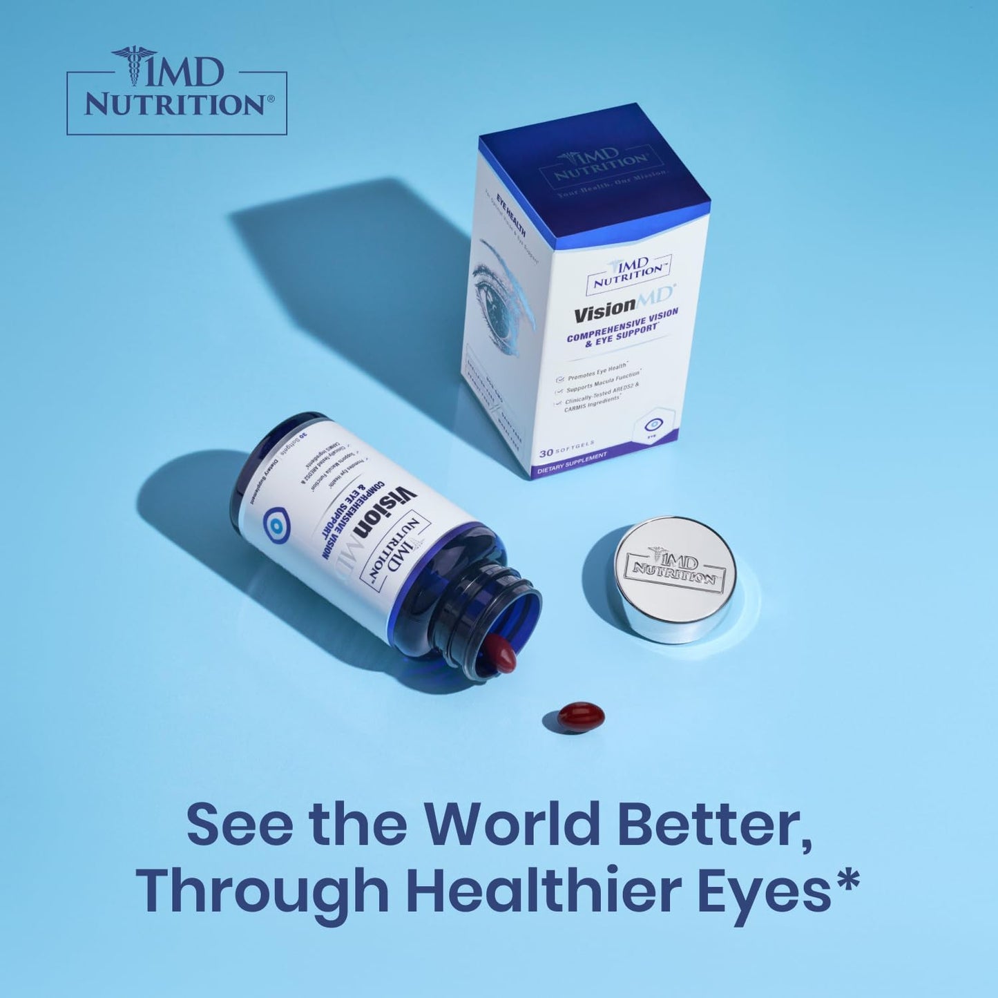 1MD Nutrition VisionMD Eye Vitamin CARMIS - Lutein, Zeaxanthin - Supports Vision Health, Eye Strain, Dry Eye - 60 Softgels (2-Pack)