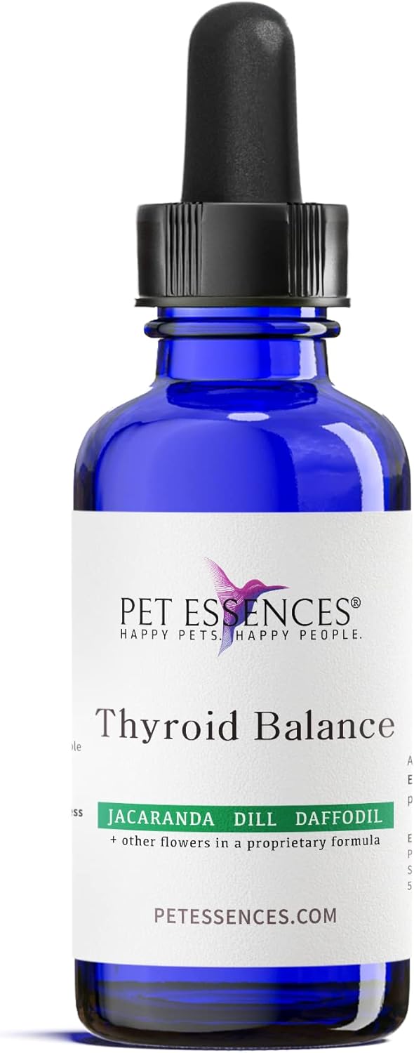 1oz Pet Essences Thyroid Support Liquid Supplement for Dogs, Cats & Horses - Promotes Emotional Wellness & Thyroid Balance - Safe Formula for All Breeds