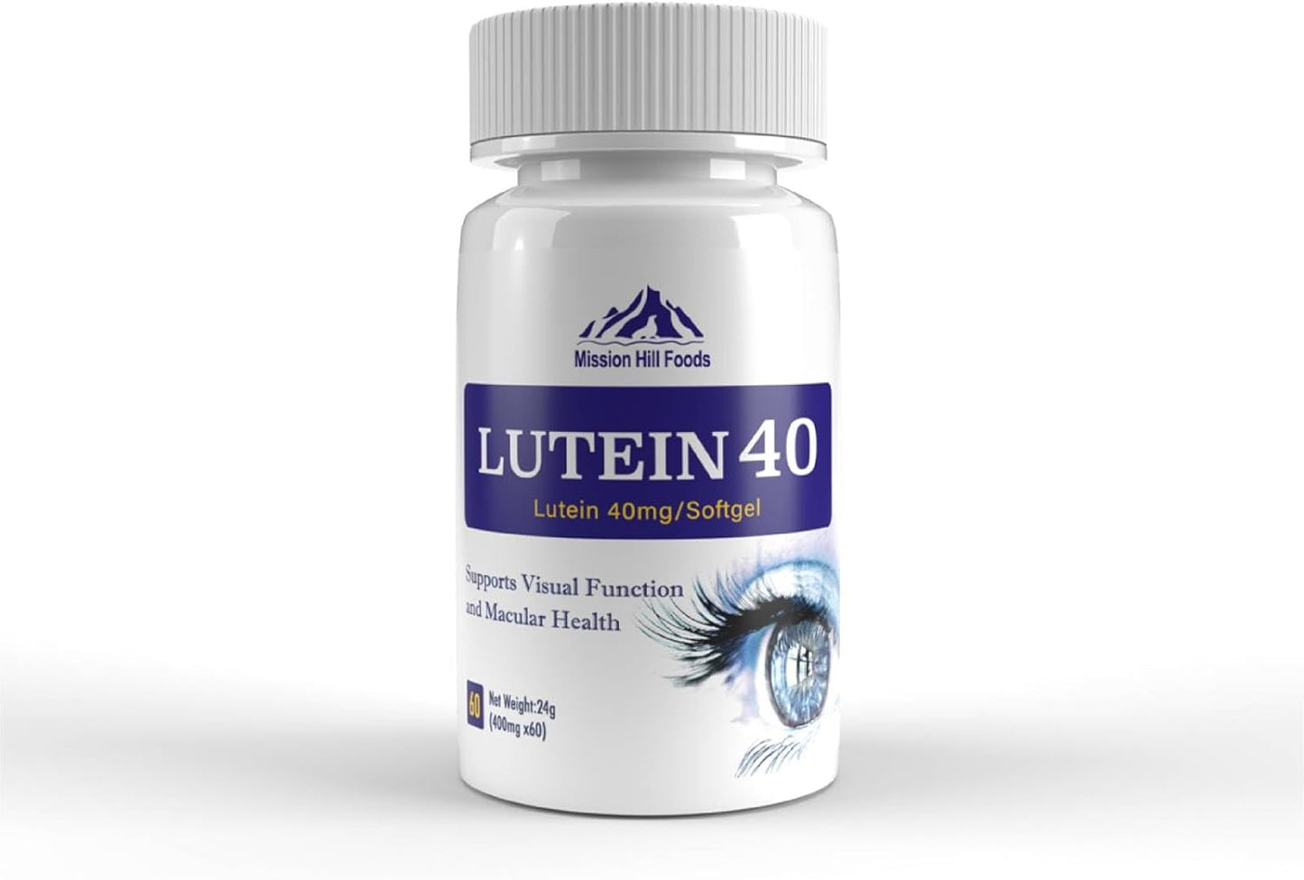 2 Bottles of Mission Hill Foods Premium Lutein & Zeaxanthin Eye Health Supplement - 4 Month Supply - 40mg - 120 Softgels - Vitamin Pills for Eyes - Non-GMO & Gluten Free
