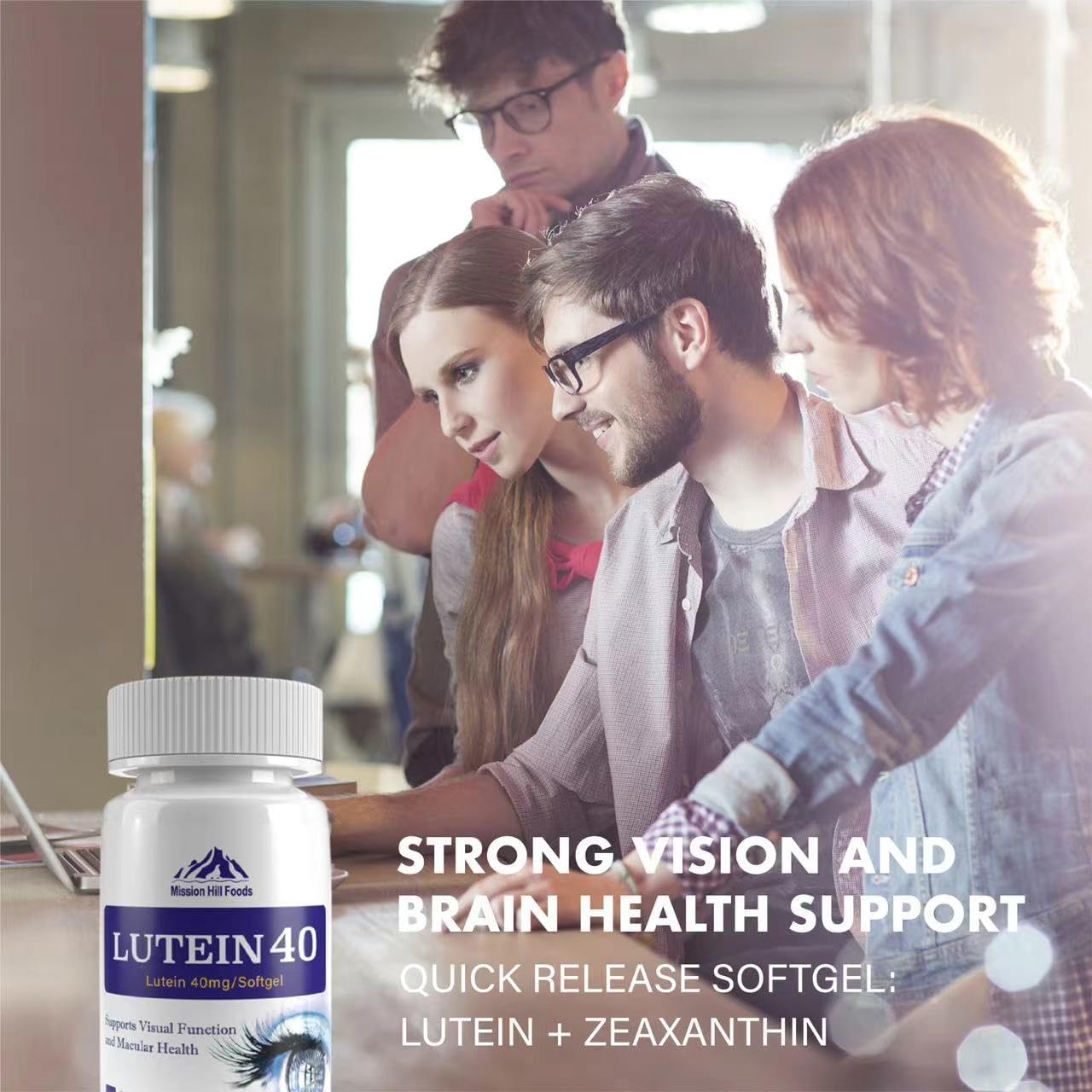 2 Bottles of Mission Hill Foods Premium Lutein & Zeaxanthin Eye Health Supplement - 4 Month Supply - 40mg - 120 Softgels - Vitamin Pills for Eyes - Non-GMO & Gluten Free