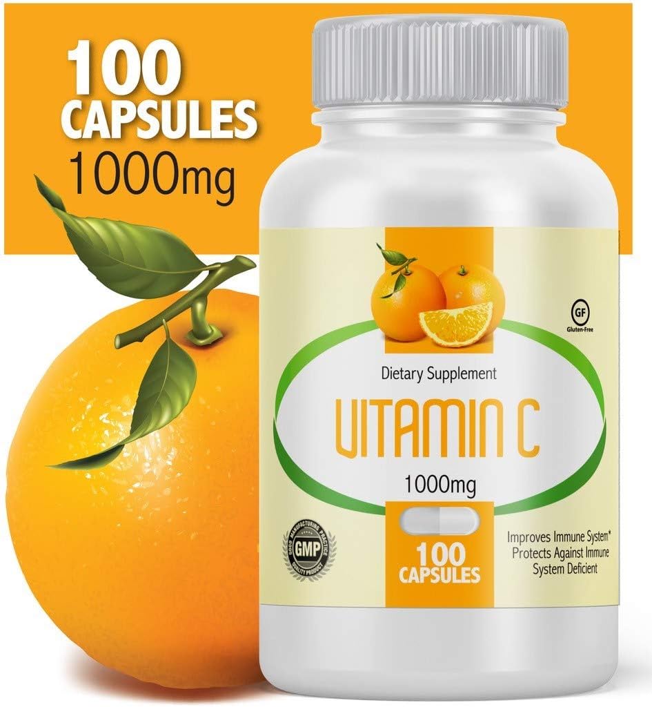 2 Bottles of Natural Vida Vitamin C 1000mg Capsules - 100 Capsules per Bottle