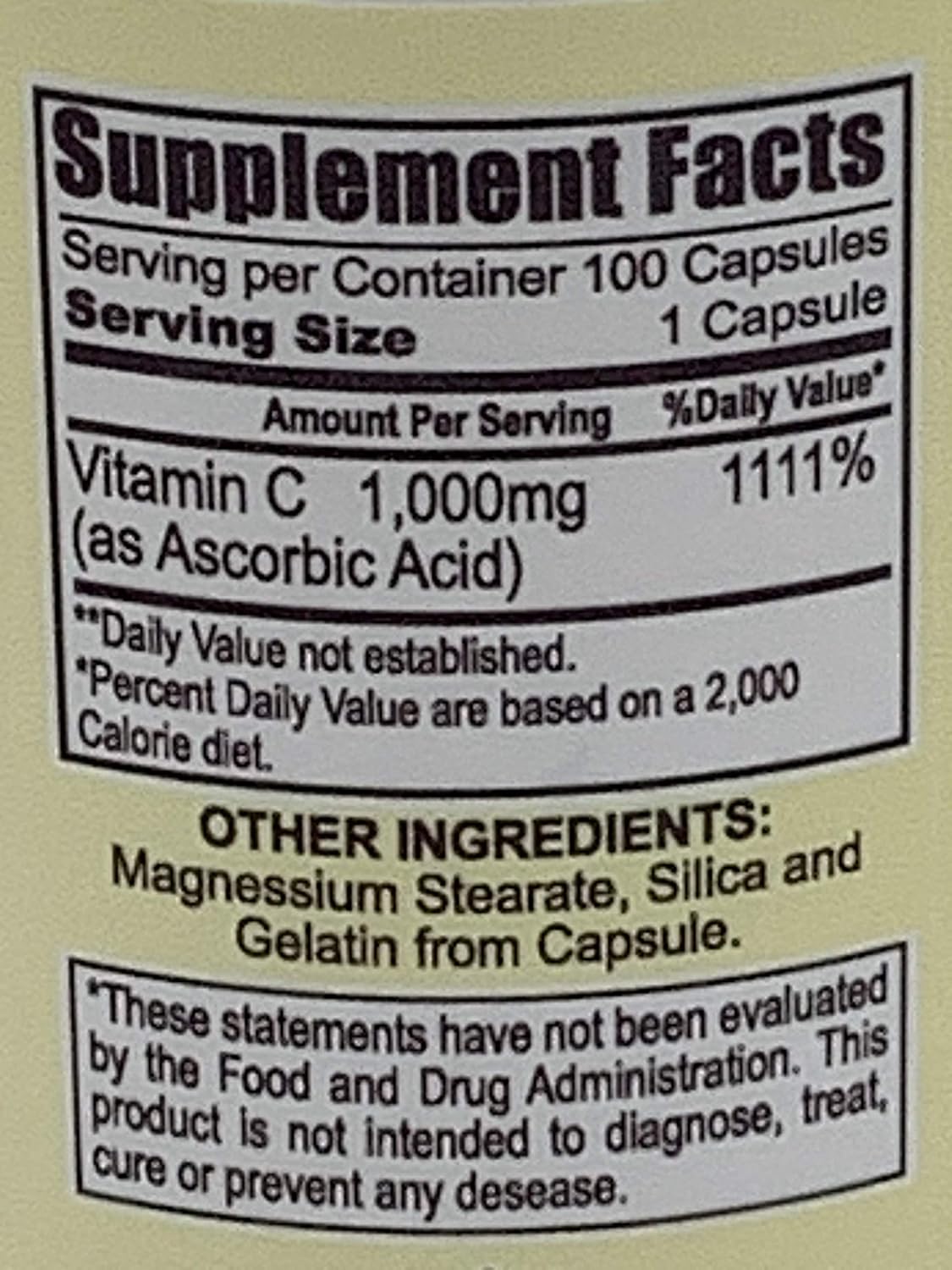 2 Bottles of Natural Vida Vitamin C 1000mg Capsules - 100 Capsules per Bottle