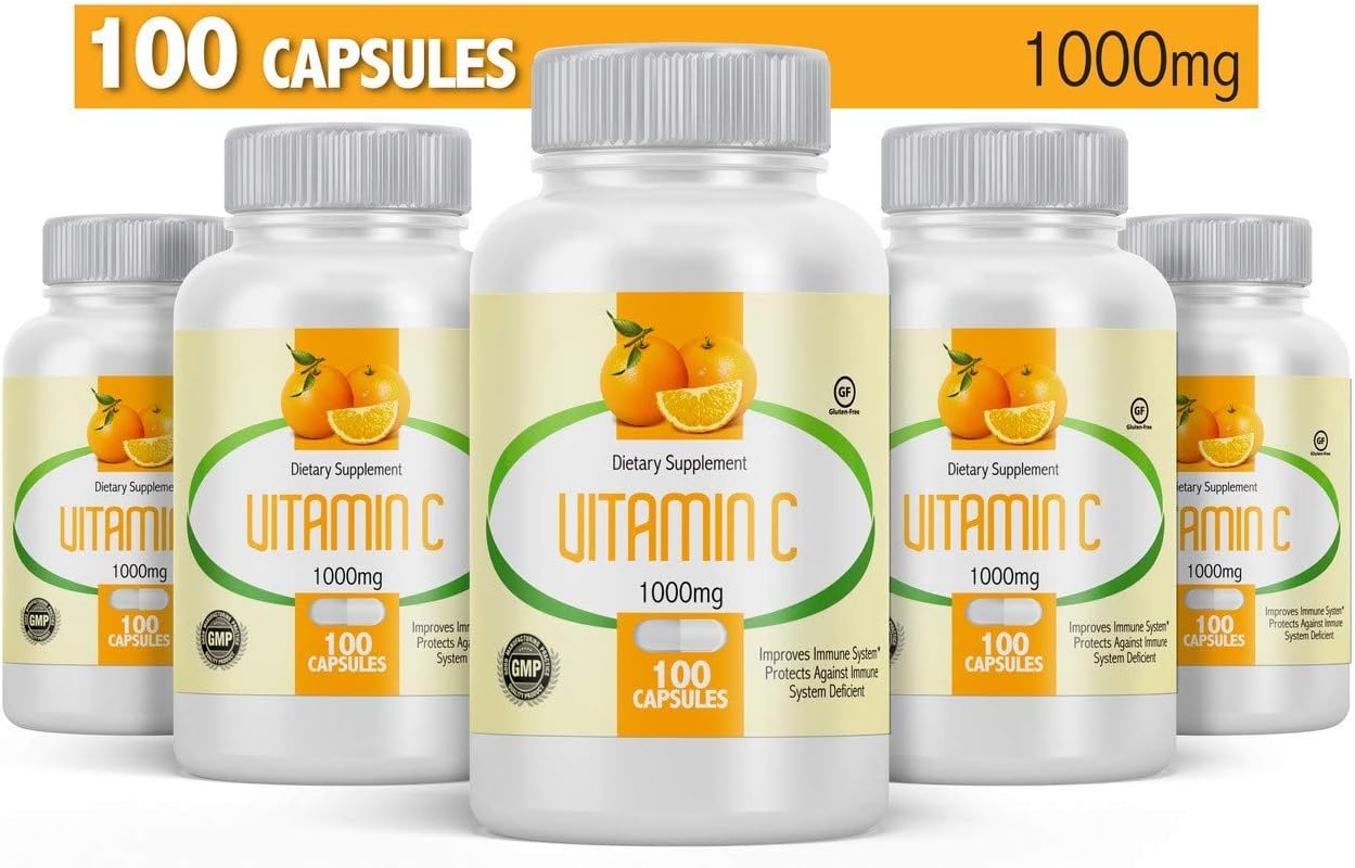2 Bottles of Natural Vida Vitamin C 1000mg Capsules - 100 Capsules per Bottle